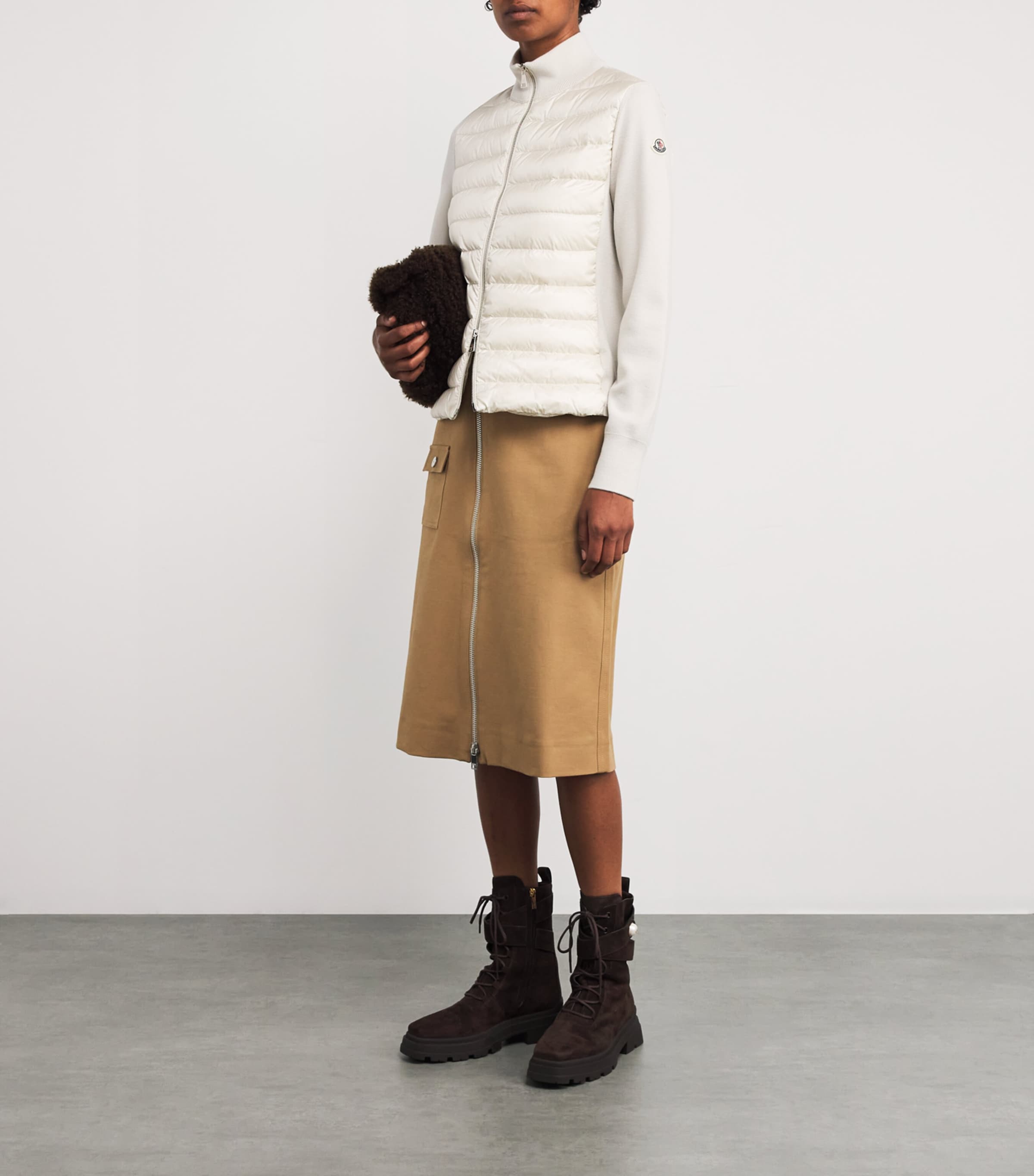 Moncler Beige Down Panelled Cardigan