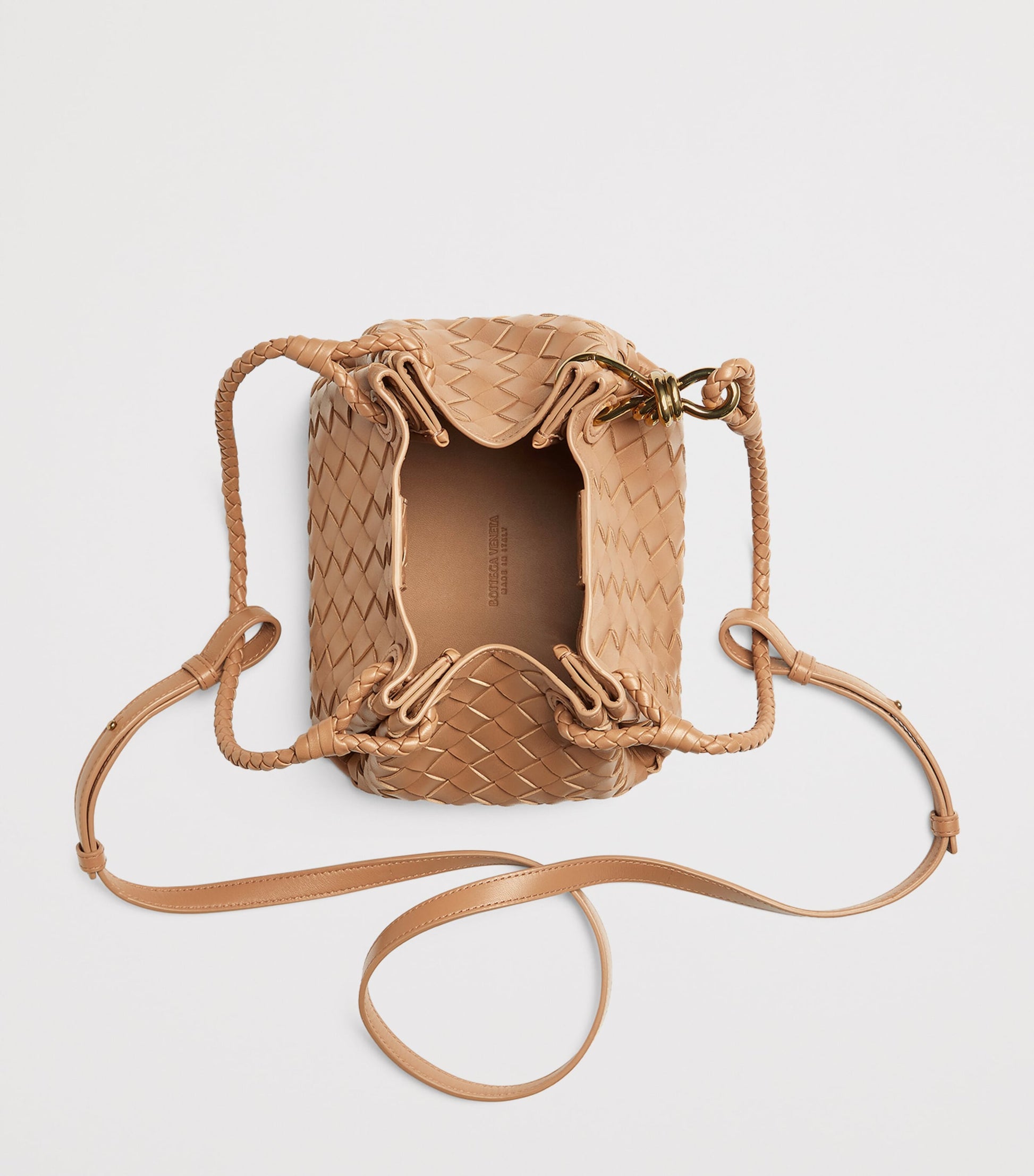 Neutral Small Leather Parachute Shoulder Bag