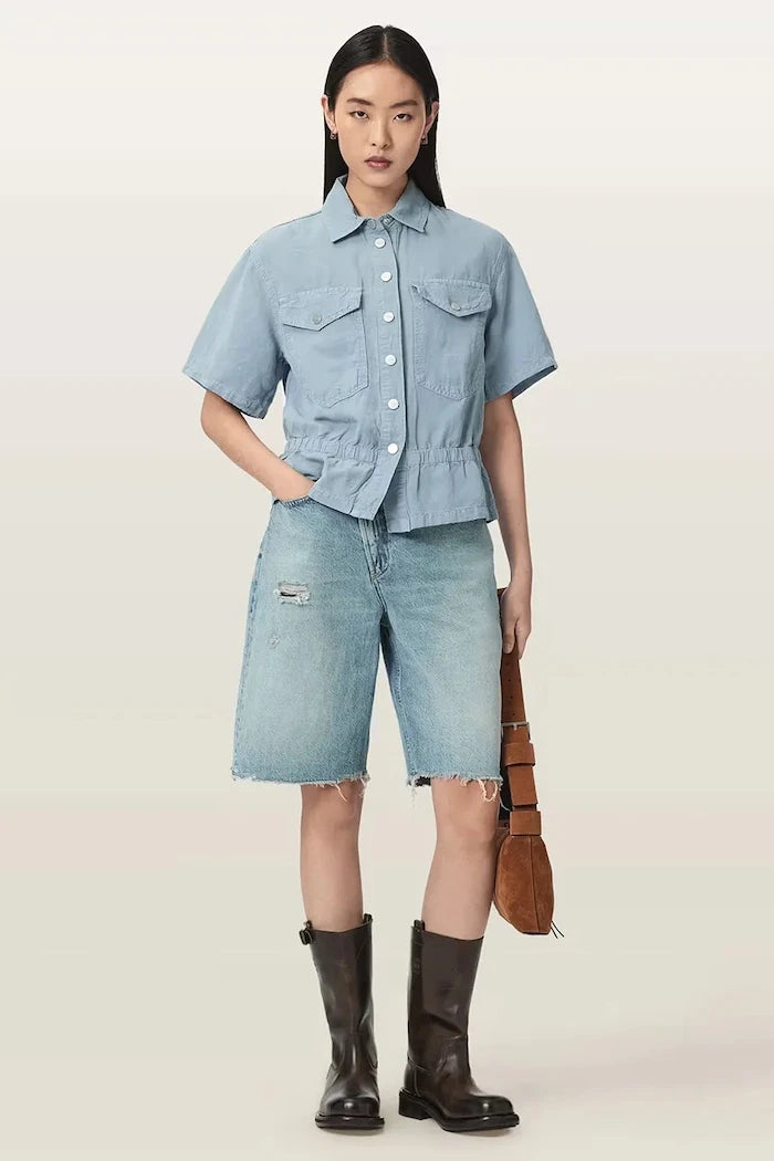 AllSaints риза дамска с лен TOVE