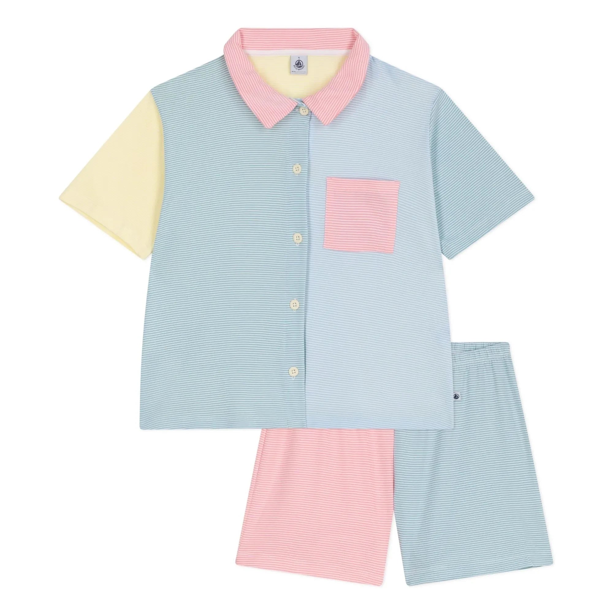 Petit Bateau - Colorblock Striped Short Pyjamas | Green