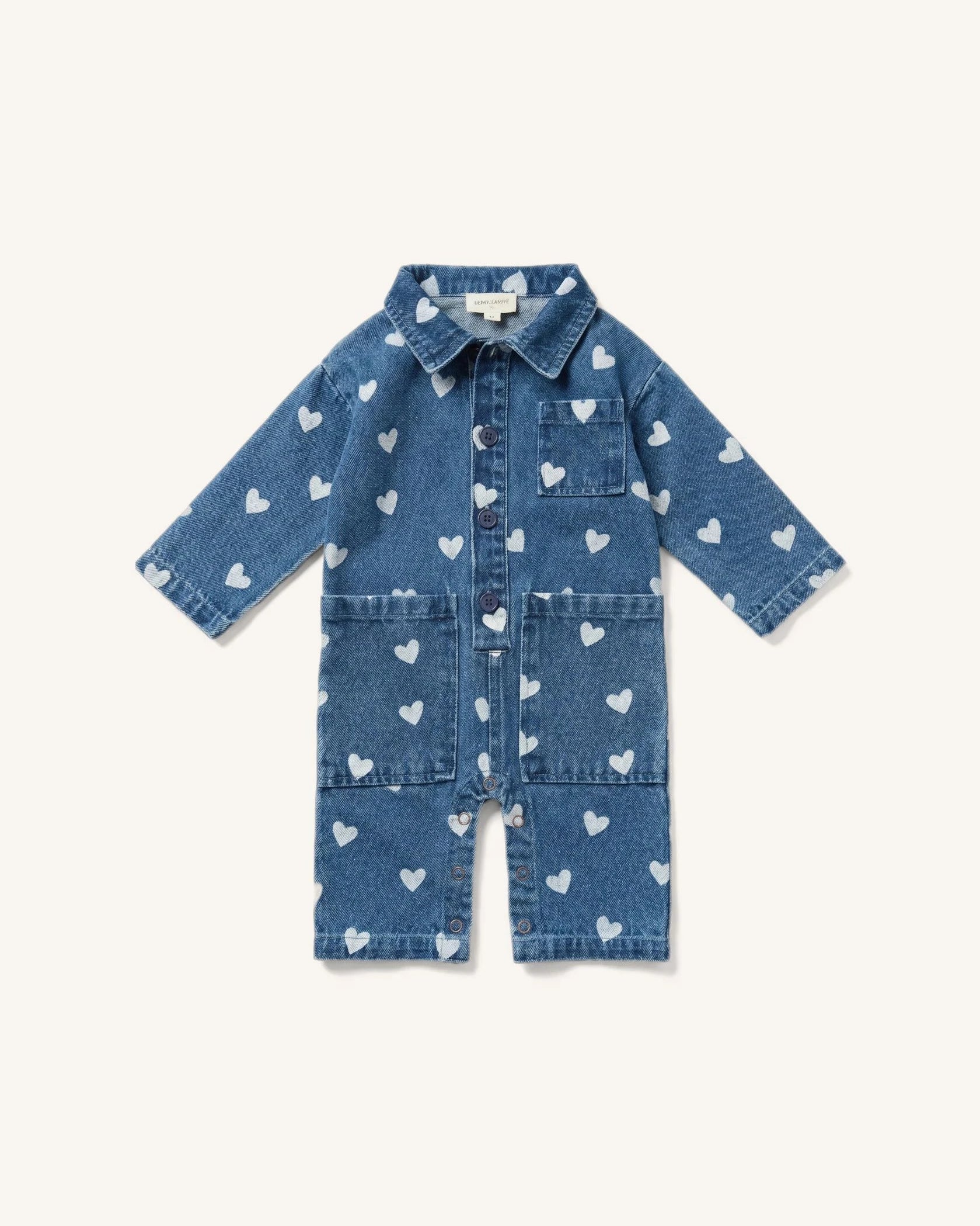 Louis Louise - Denim Hearts Jumpsuit | Blue