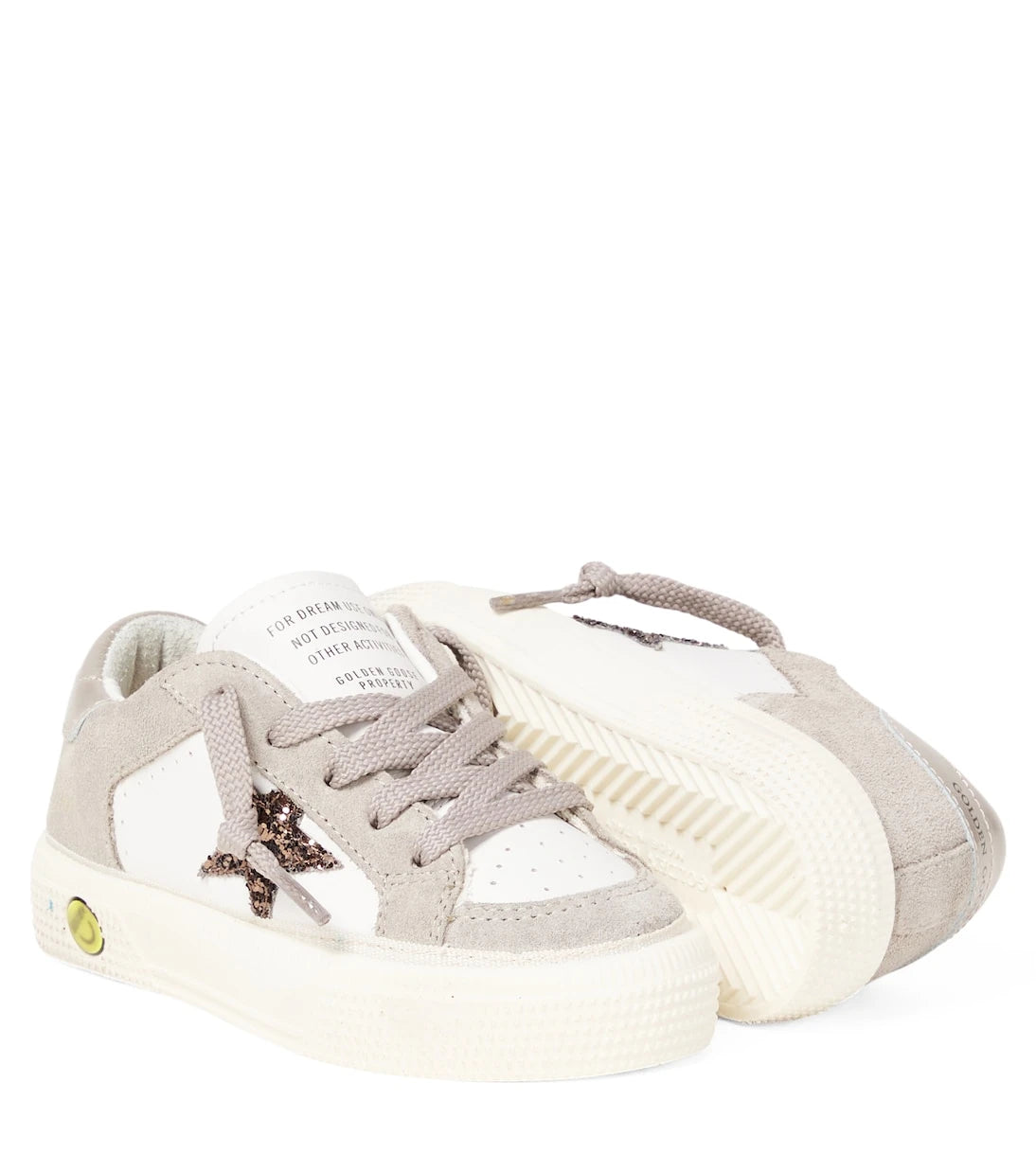 Golden Goose Kids - حذاء رياضي May مزين بالجلد السويدي
