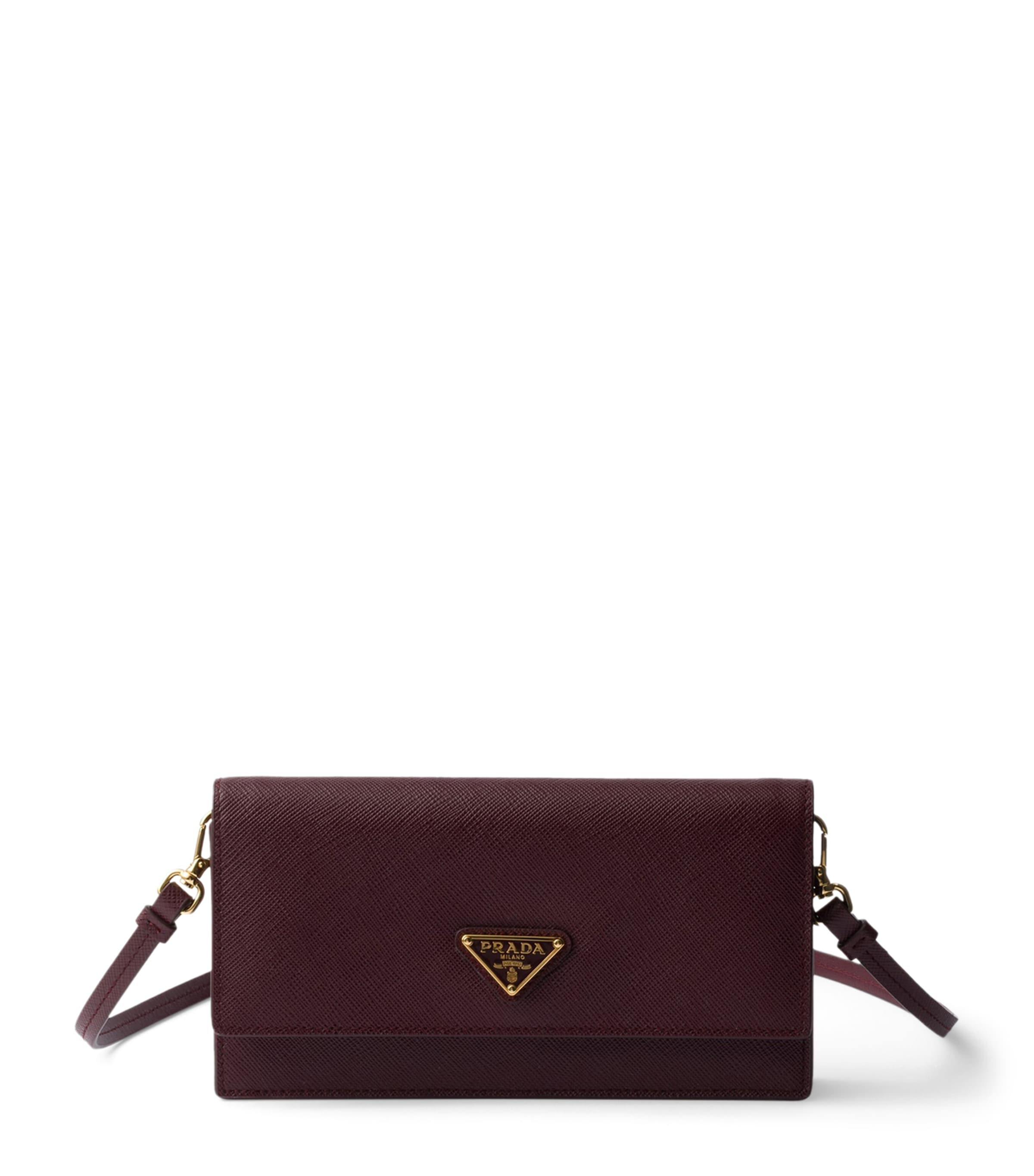 Prada Burgundy Mini Saffiano Leather Clutch Bag
