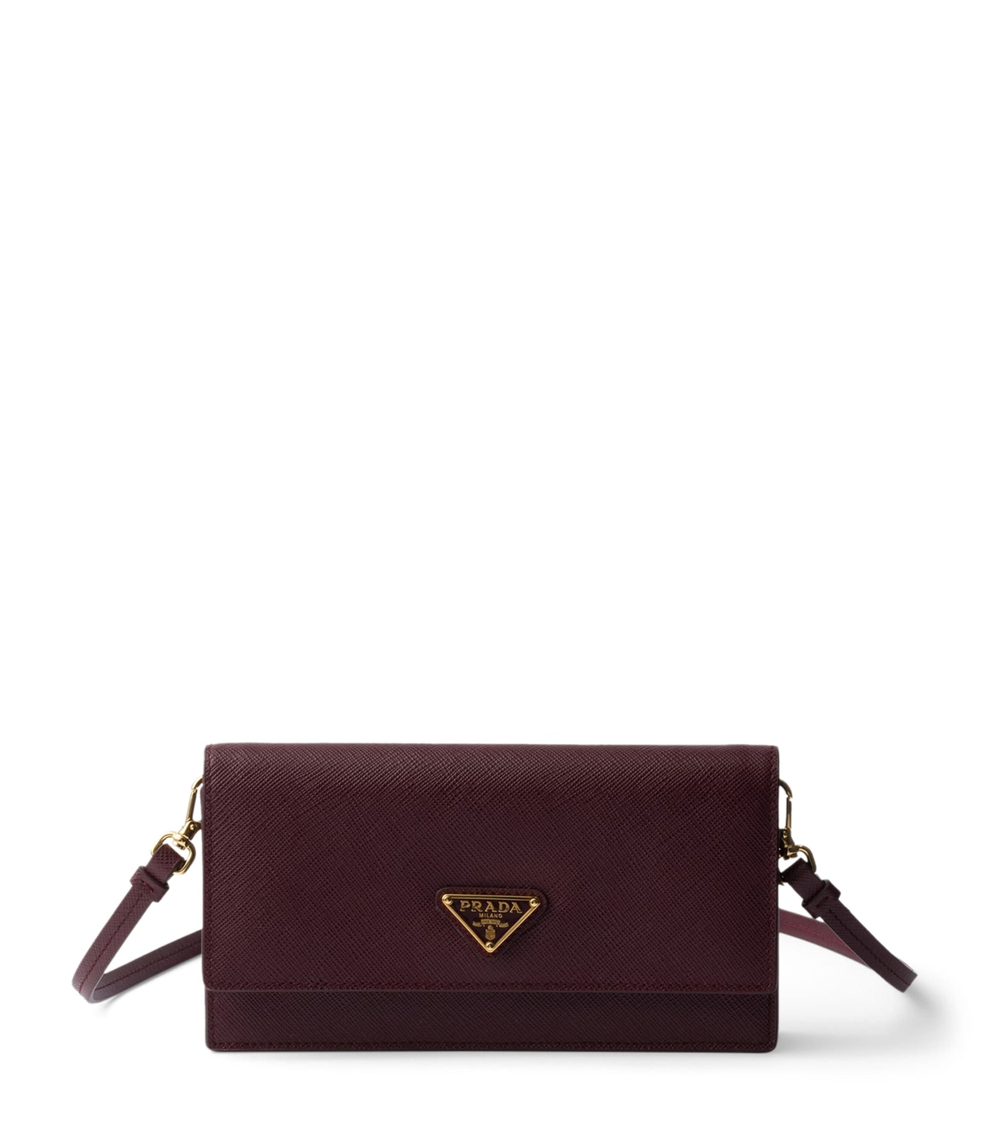Prada Burgundy Mini Saffiano Leather Clutch Bag