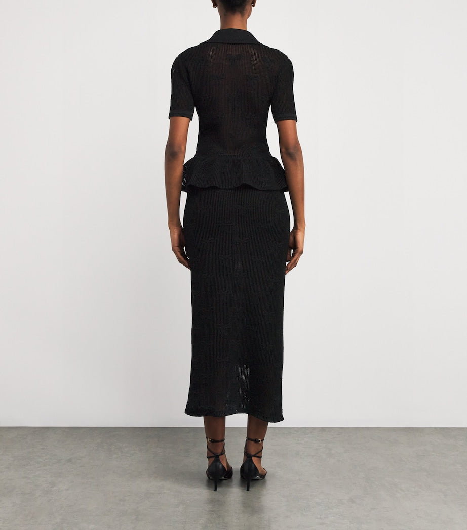 Self-Portrait Crochet Peplum Midi Dress