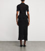 Self-Portrait Crochet Peplum Midi Dress BLACK