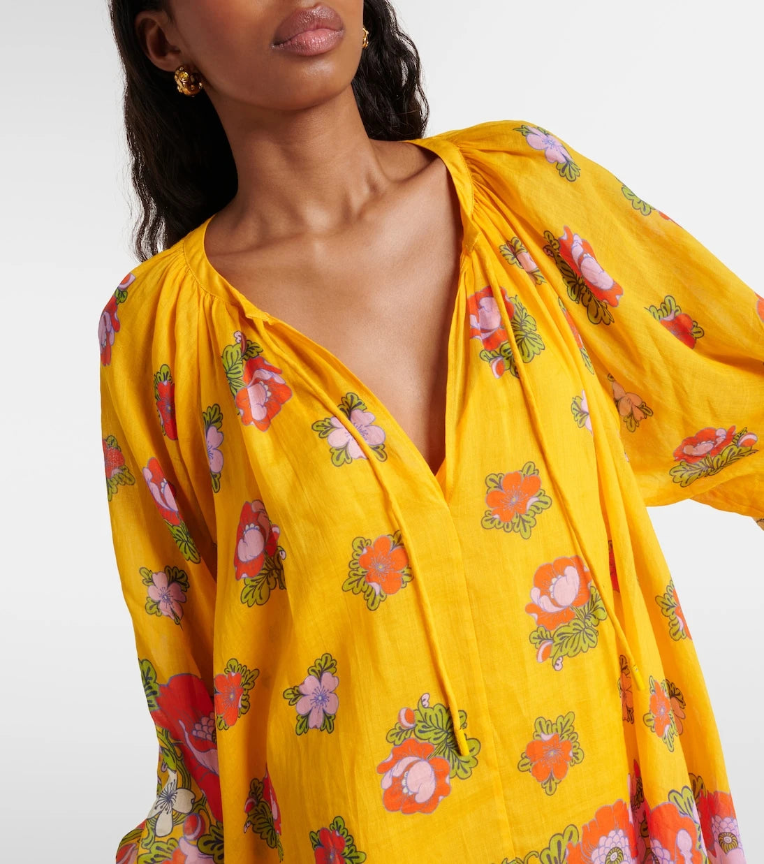 Alémais - Balloon-sleeve floral minidress
