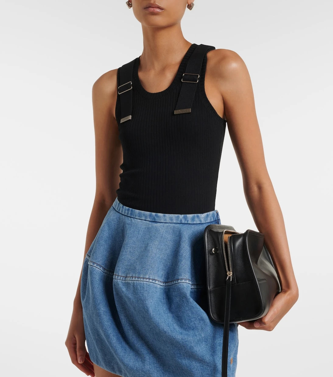 Loewe - Ribbed-knit cotton-blend tank top