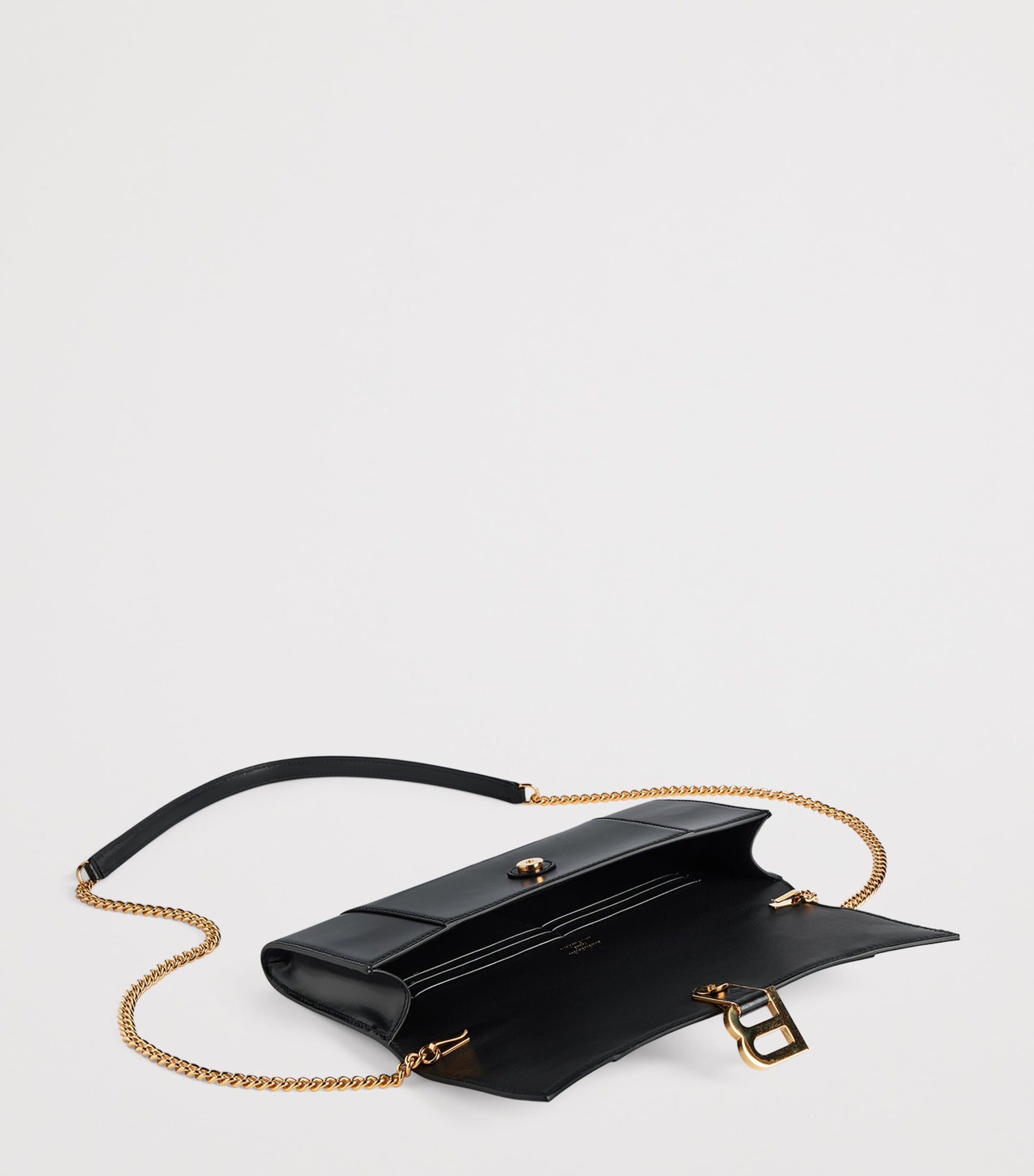 Balenciaga Black Leather Hourglass Pochette Bag