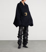 Navy Wool-Blend Oversized Wrap Coat