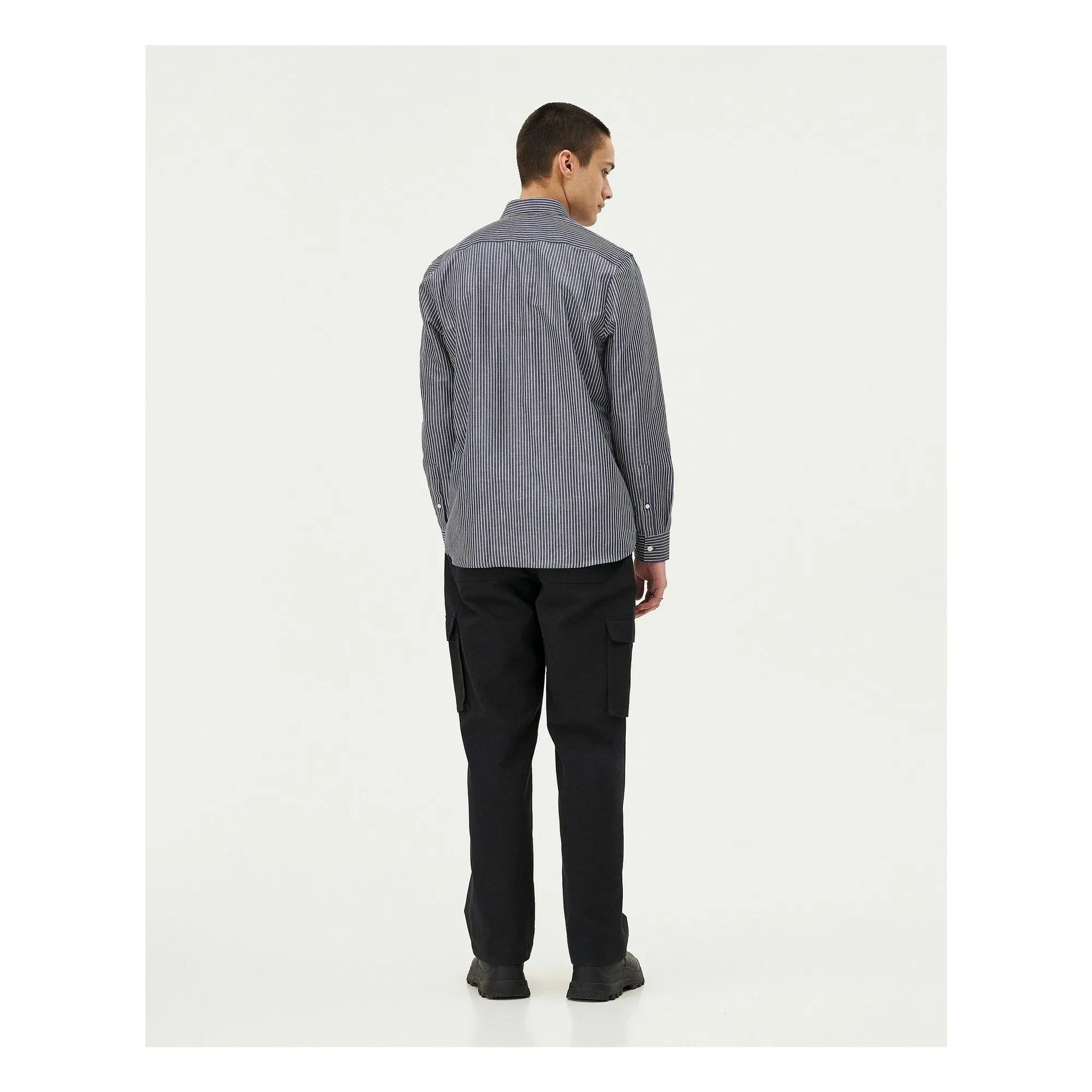 Noyoco - Curtis shirt Fine stripes Recycled cotton | Blue