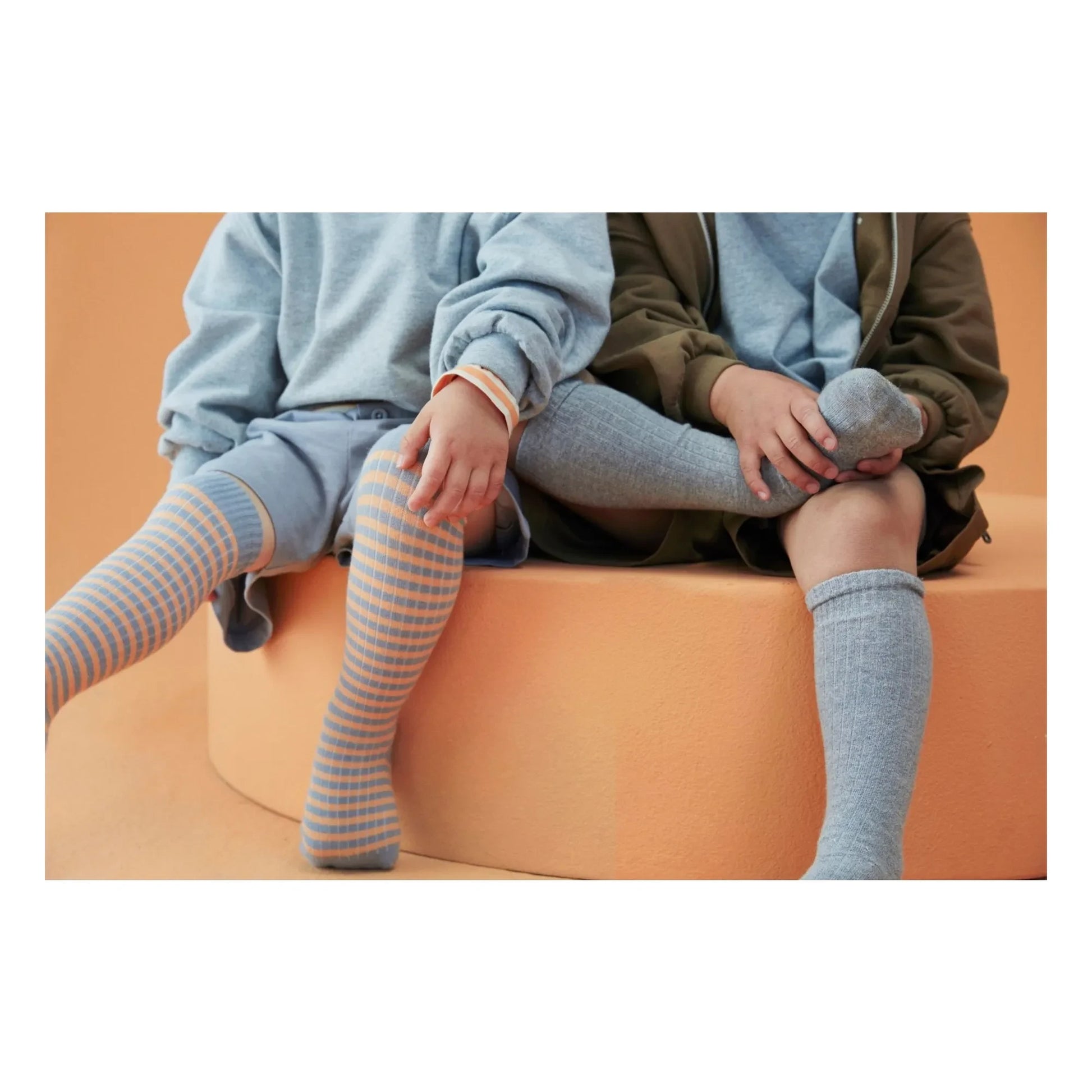 Gray Label - Striped Organic Cotton Top Socks | Apricot