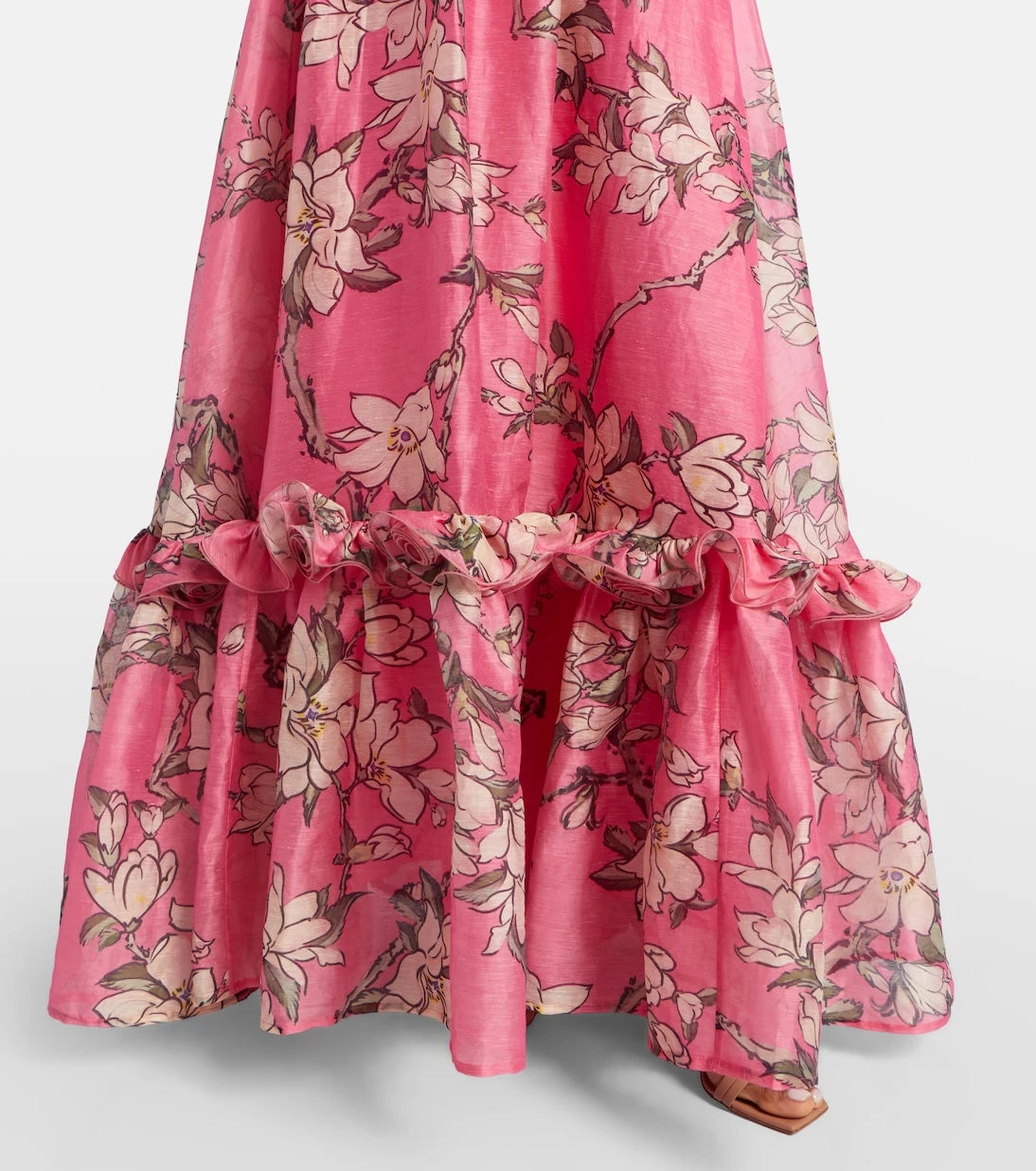 Leo Lin - Isabelle floral ruffled linen-blend gown