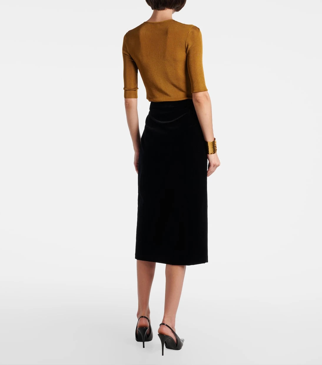 Saint Laurent - Cotton velvet pencil skirt