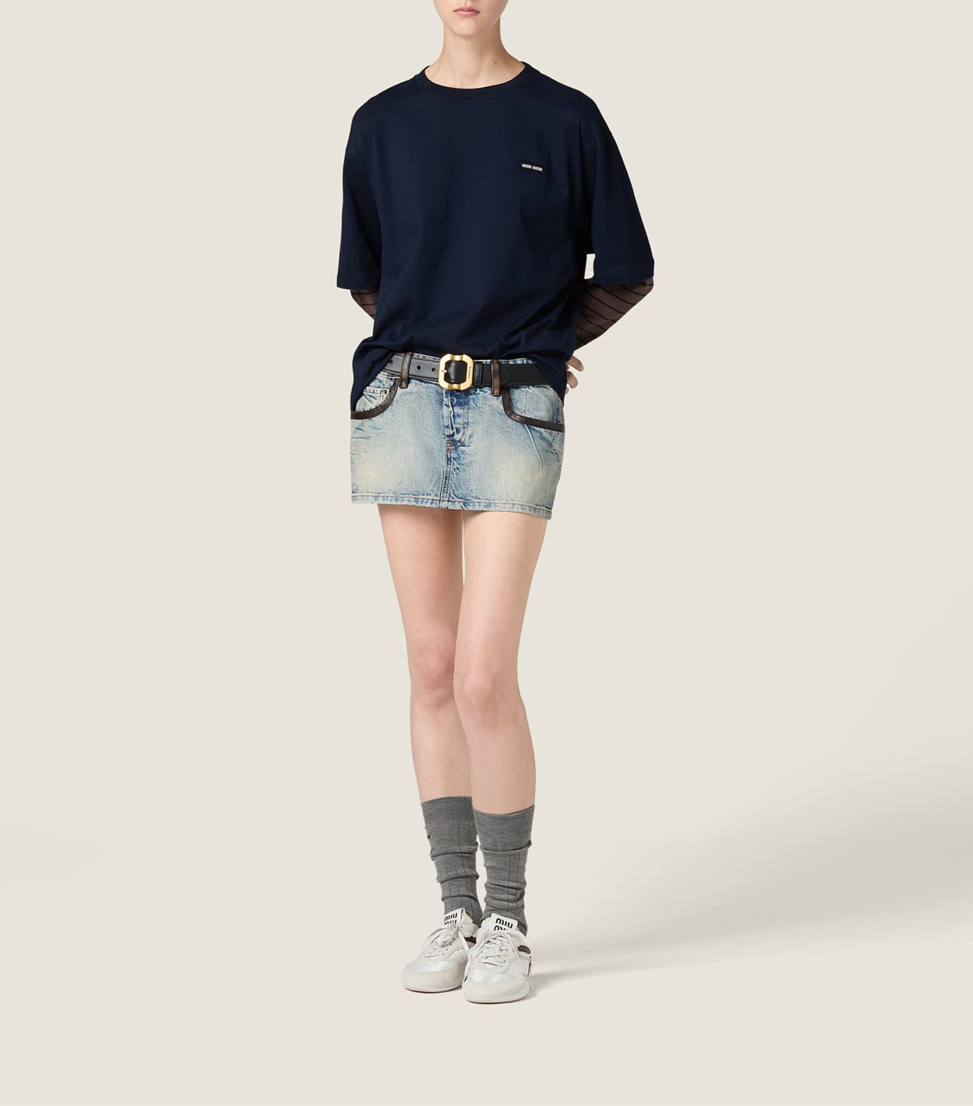 Blue Cotton Long-Sleeve T-Shirt