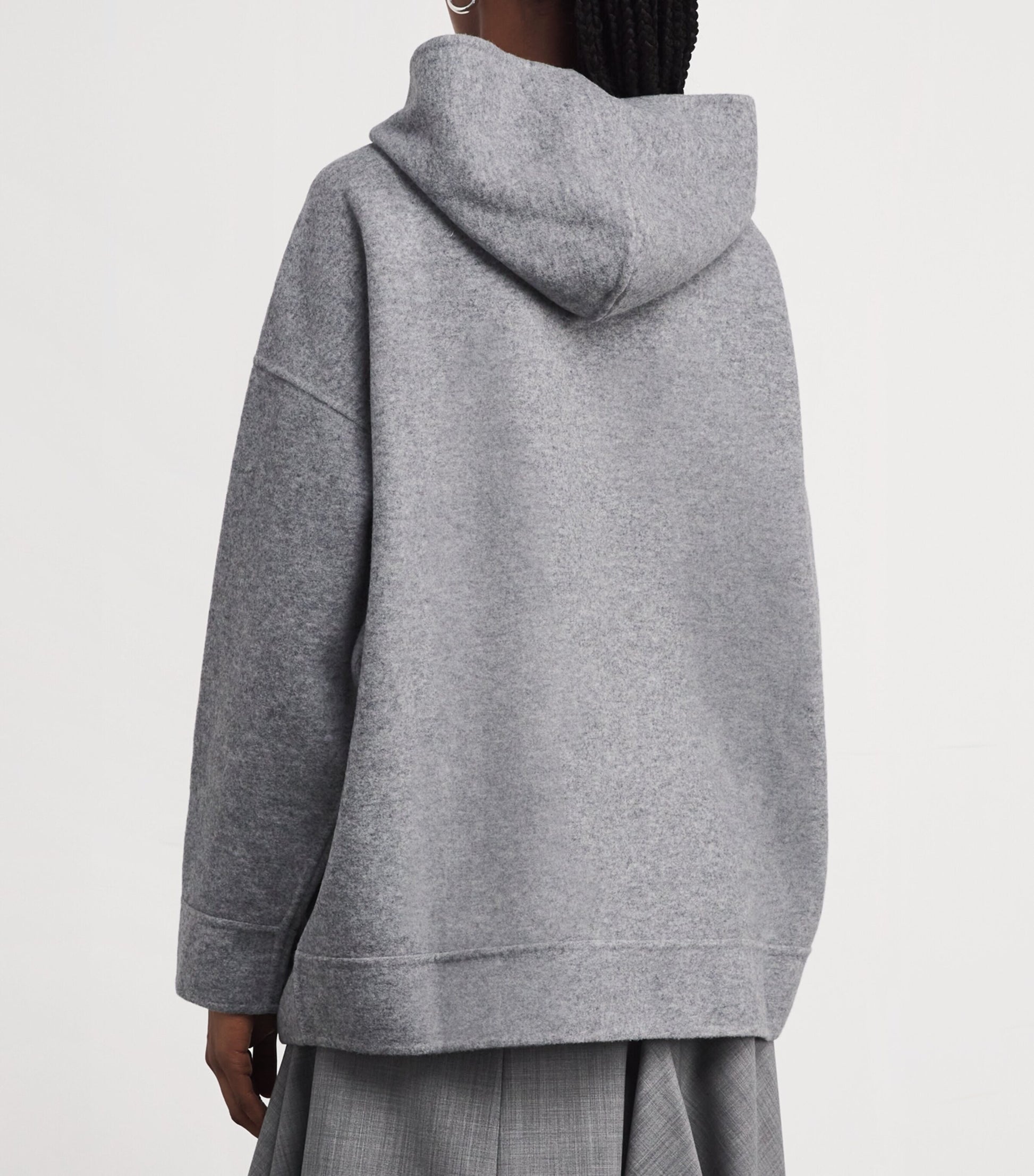 Max Mara Grey Wool-Blend Zip-Up Hoodie