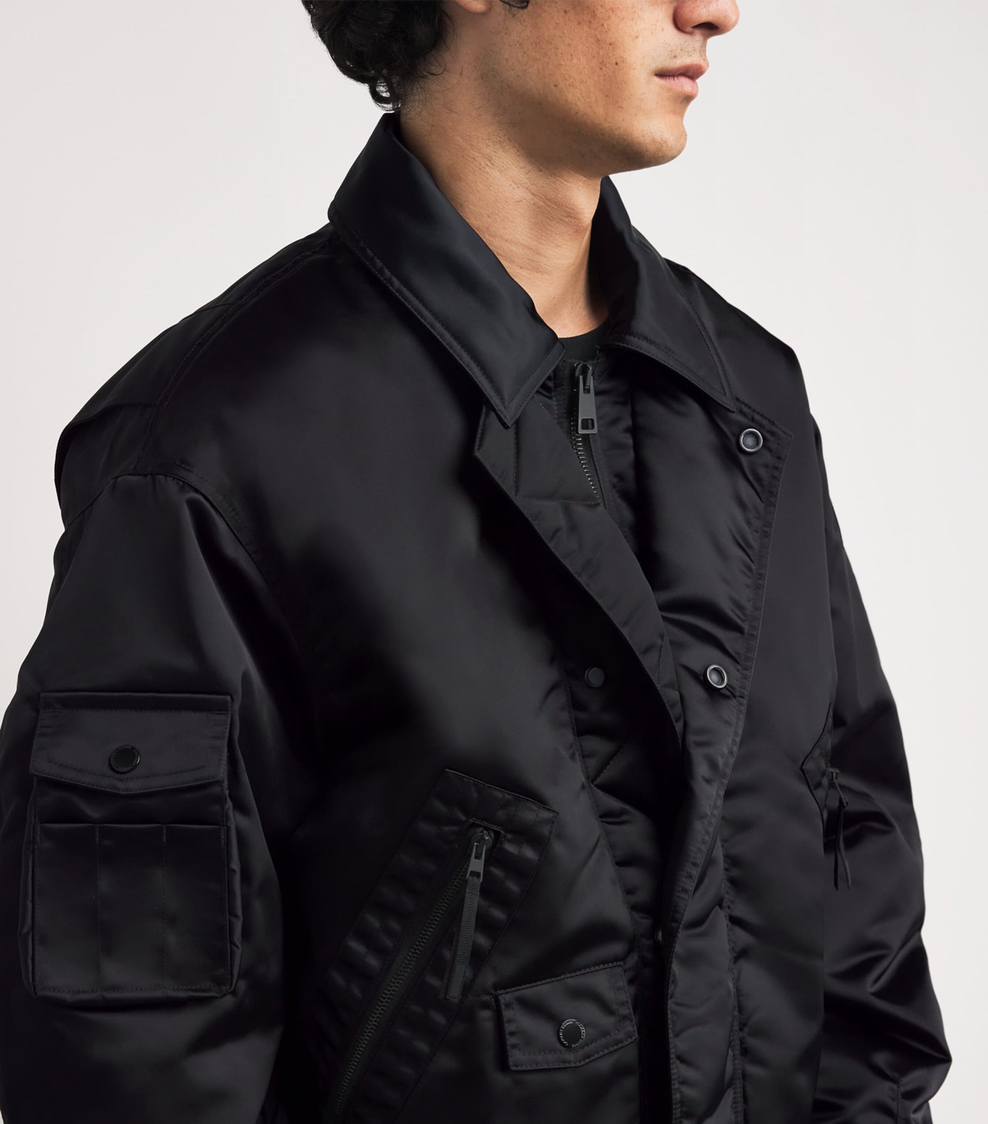 Black Down Seguin Aviator Bomber Jacket