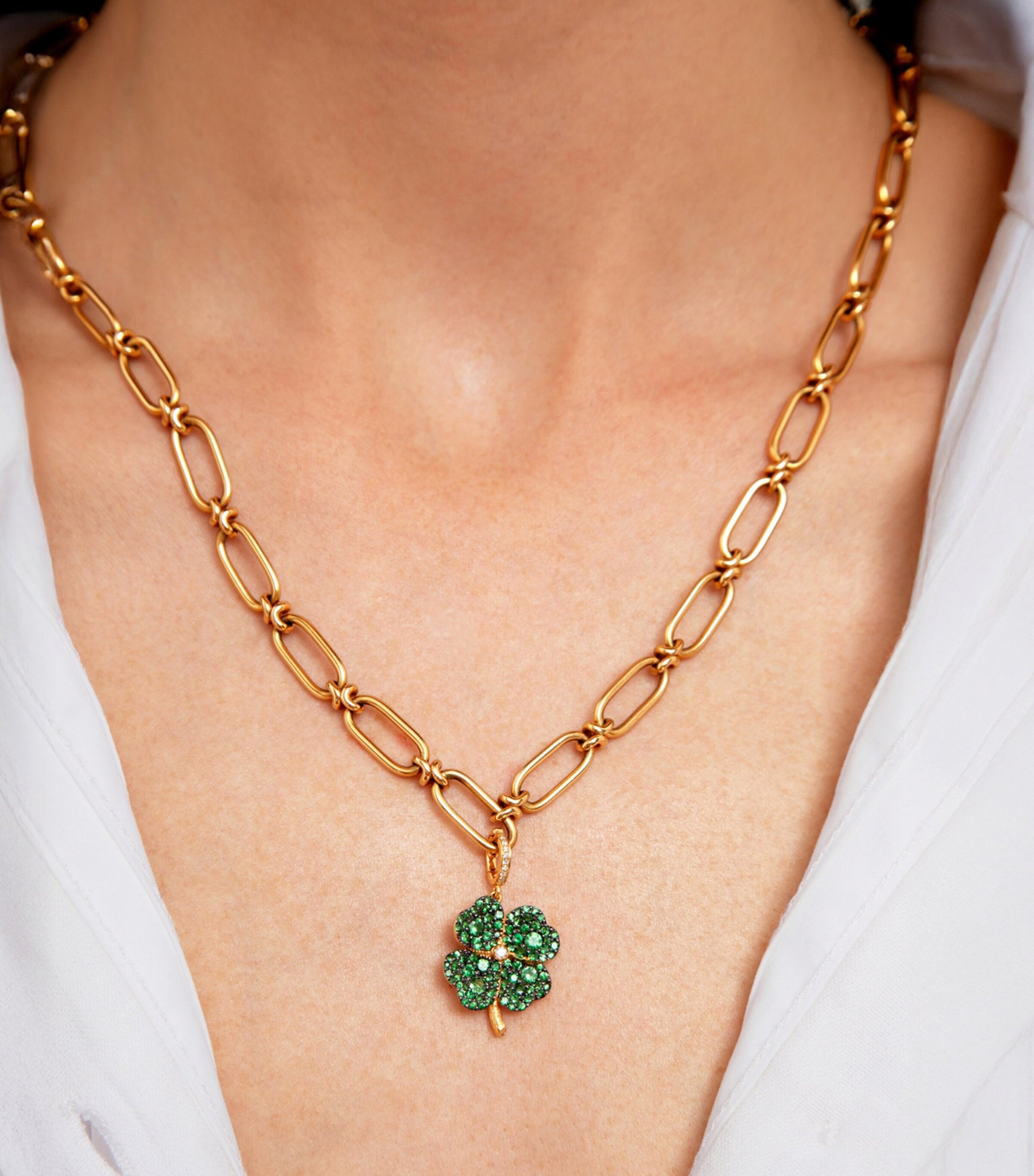 Yellow Gold and Diamond Mythology Clover Charm Pendant