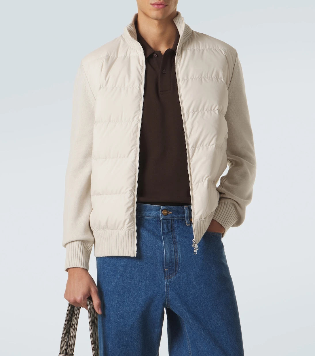 Moncler - Tricot down-paneled virgin wool cardigan