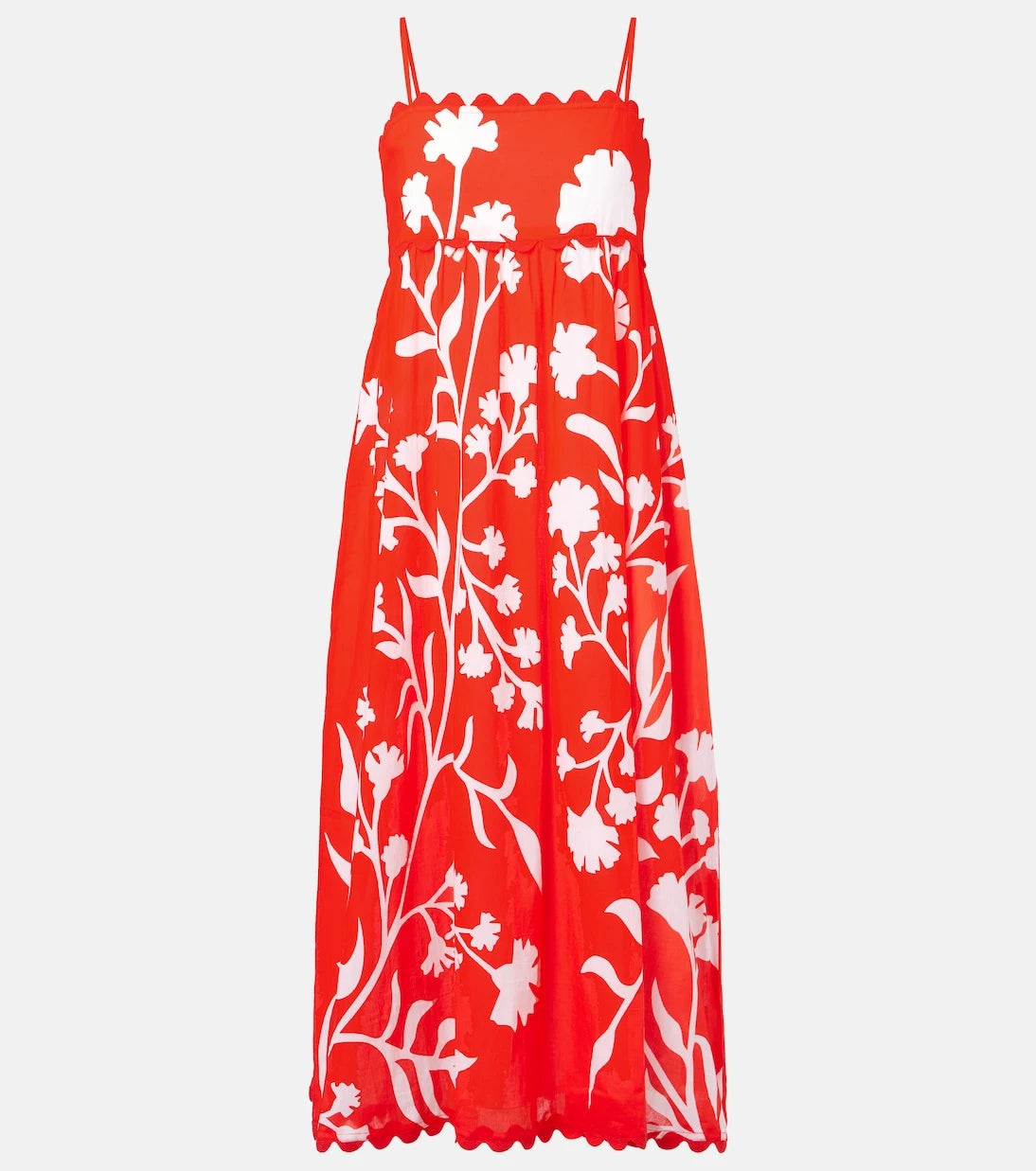 Juliet Dunn - Printed scalloped cotton midi dress