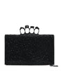 McQueen Black Suede Embellished Four-Ring Clutch Bag