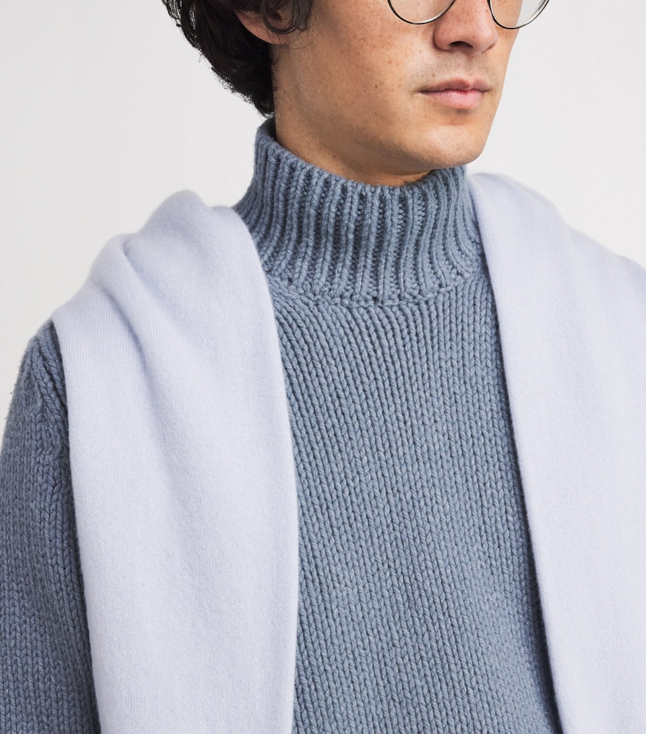 Eleventy Blue Wool High-Neck Sweater