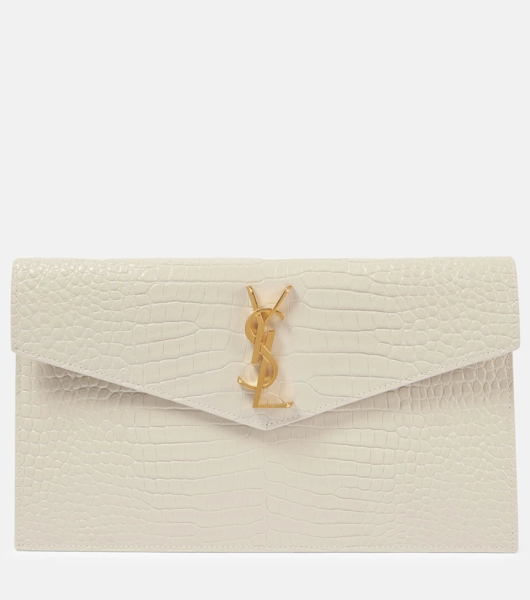 Saint Laurent - Uptown croc-effect leather clutch