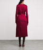 Erdem Red Satin Cady Draped Midi Dress