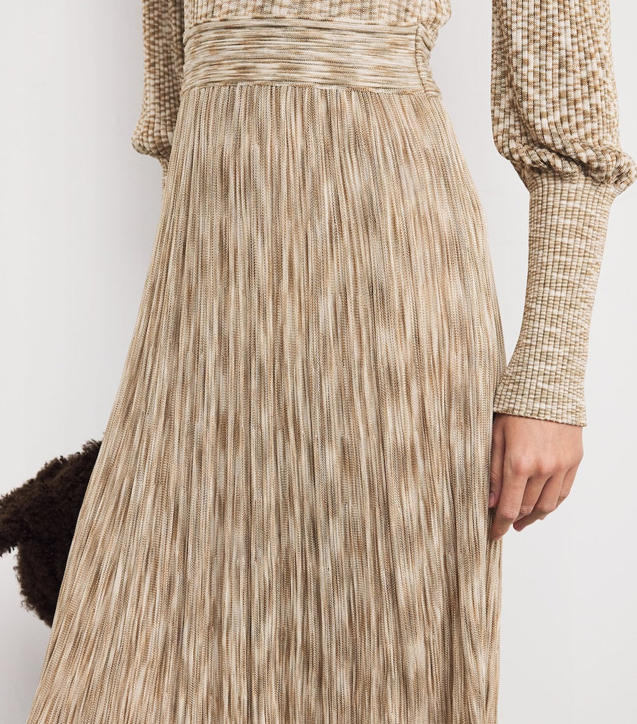 VALENTI Beige Knitted Saoirse Midi Dress