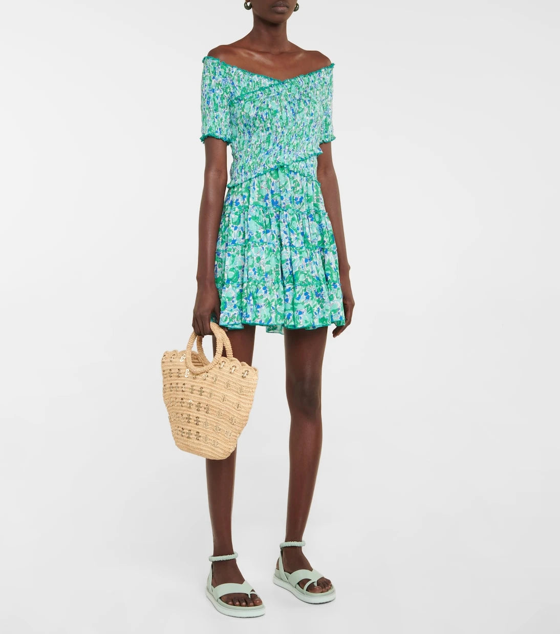 Poupette St Barth - Soledad floral shirred minidress