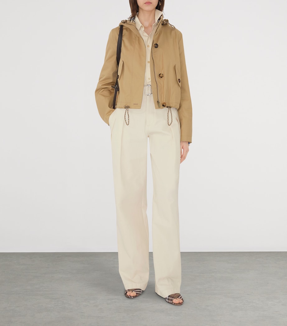Burberry Beige Gabardine Cropped Parka