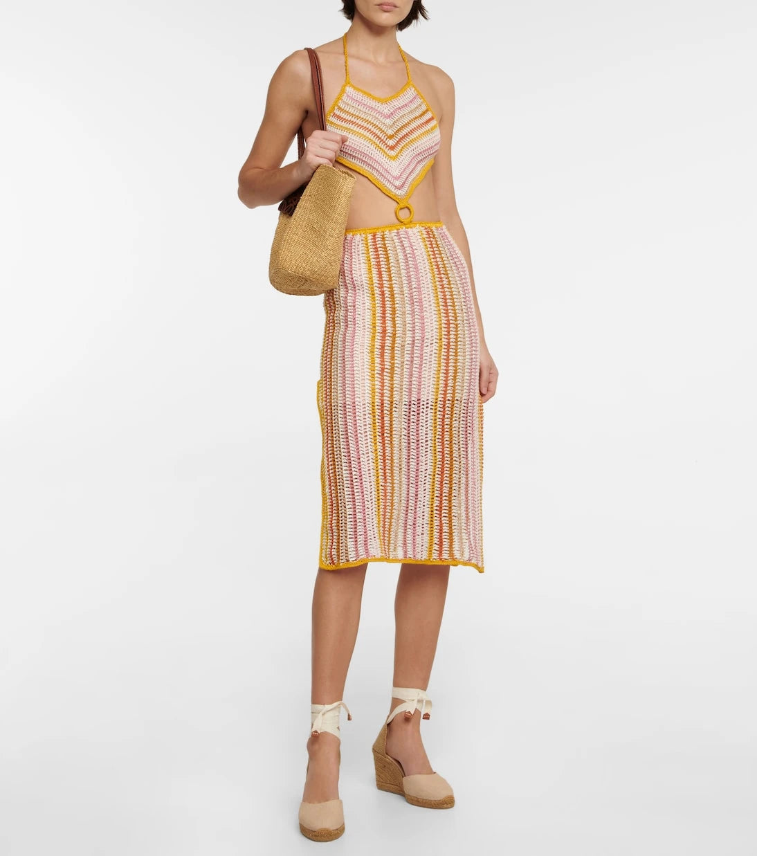 Anna Kosturova - Ring halterneck crochet dress