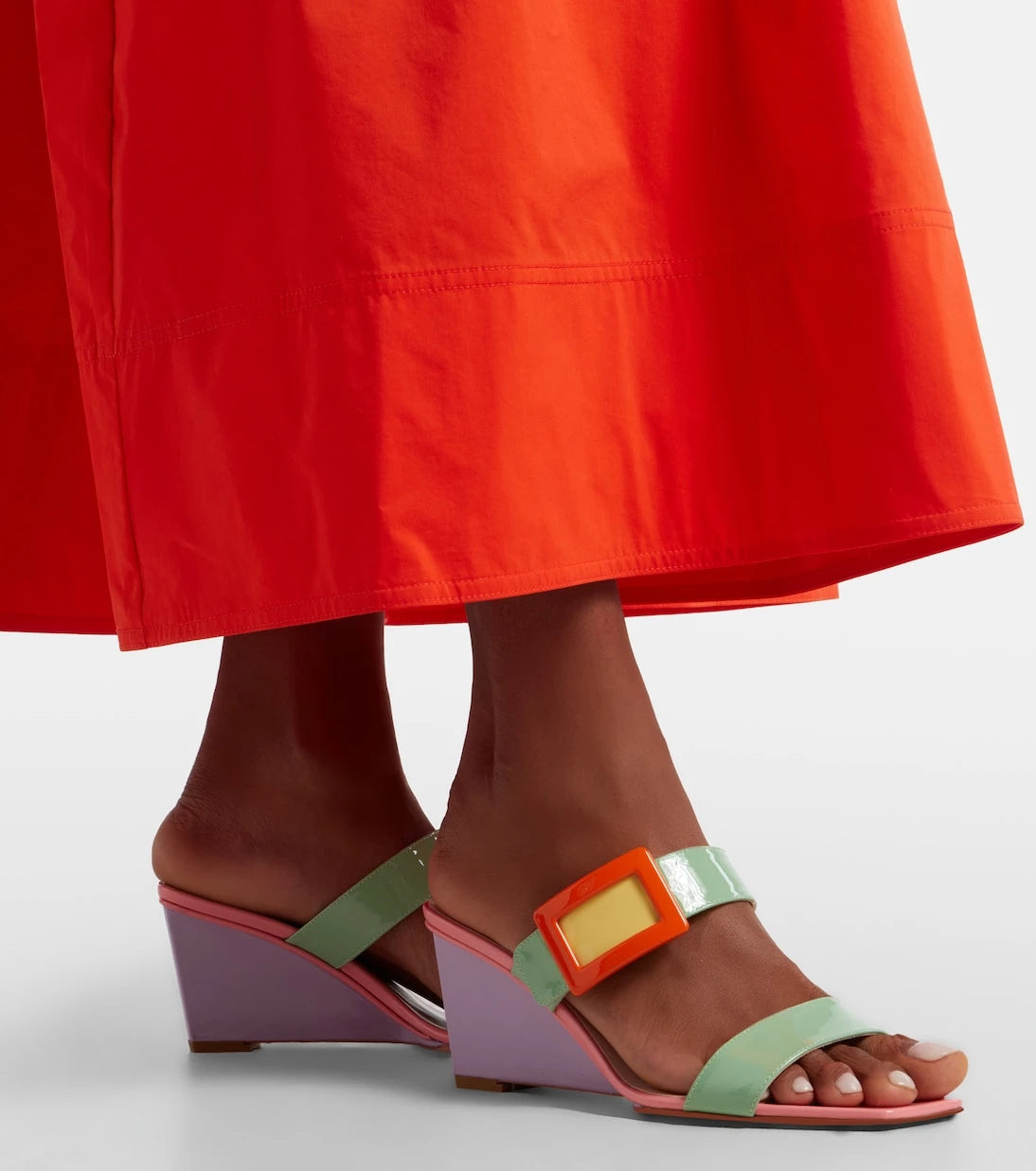 Roger Vivier - Belle Vivier 60 patent leather wedge mules