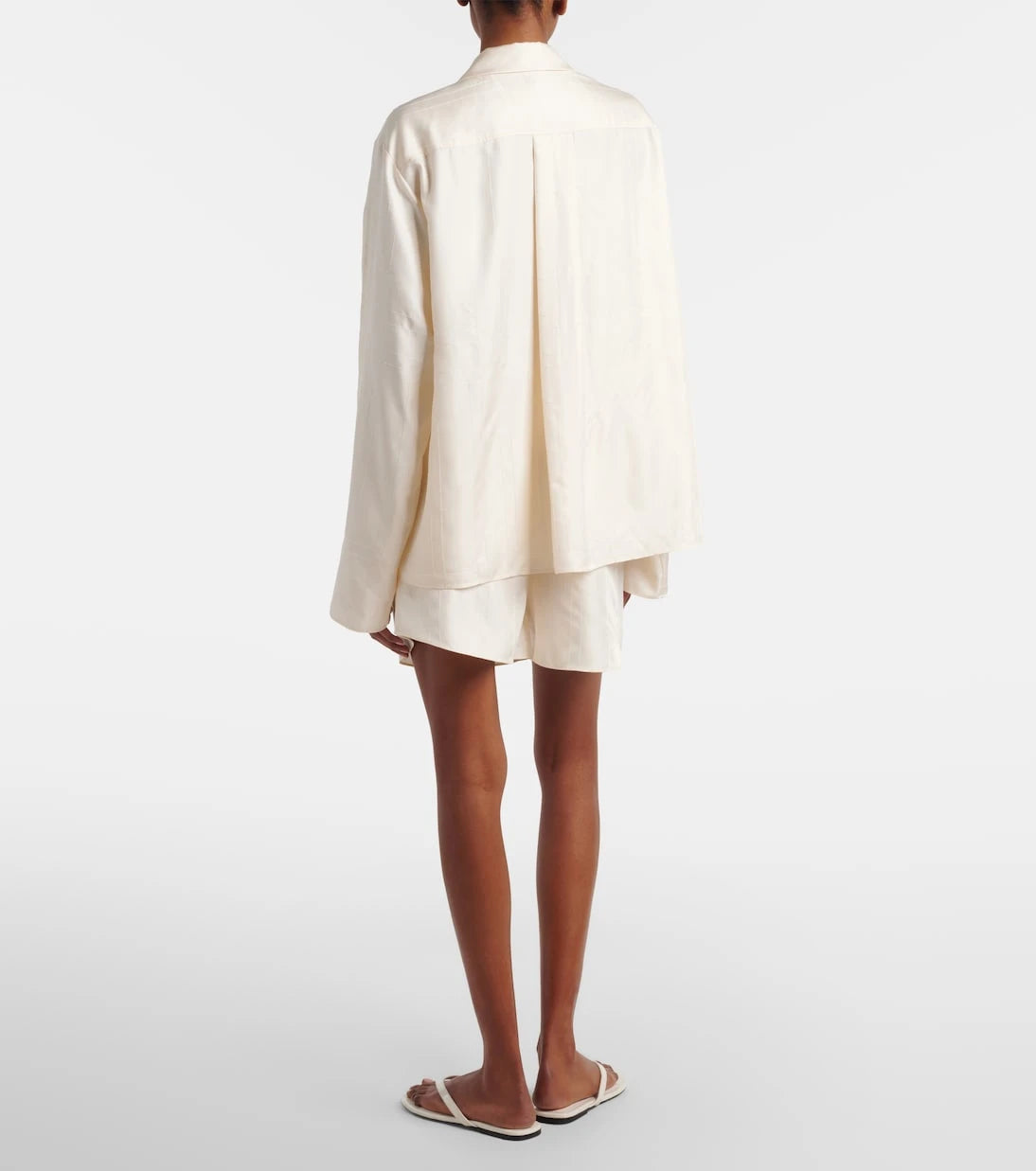 Toteme - Embroidered silk satin pajama shorts