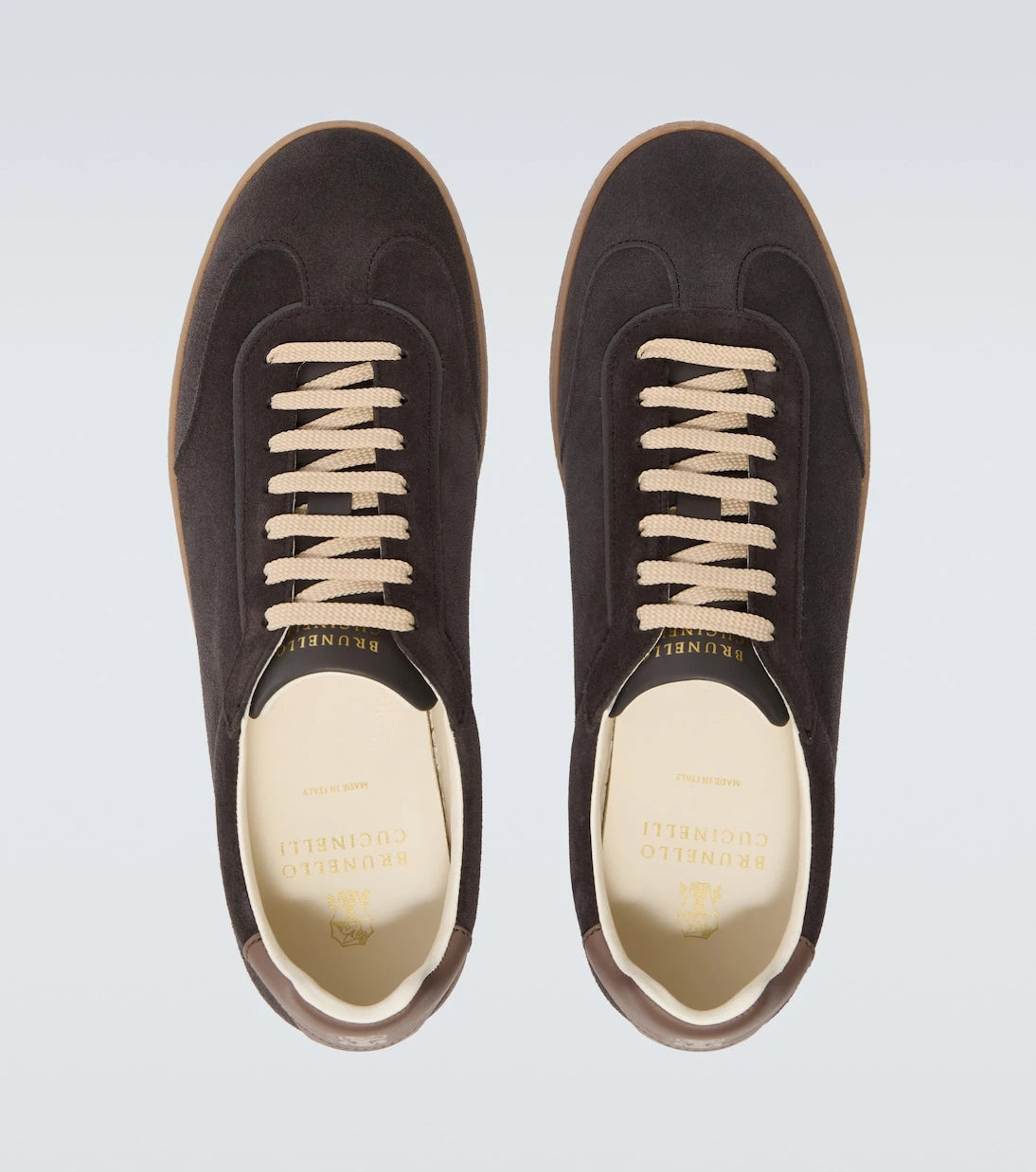 Brunello Cucinelli - Leather-trimmed suede sneakers