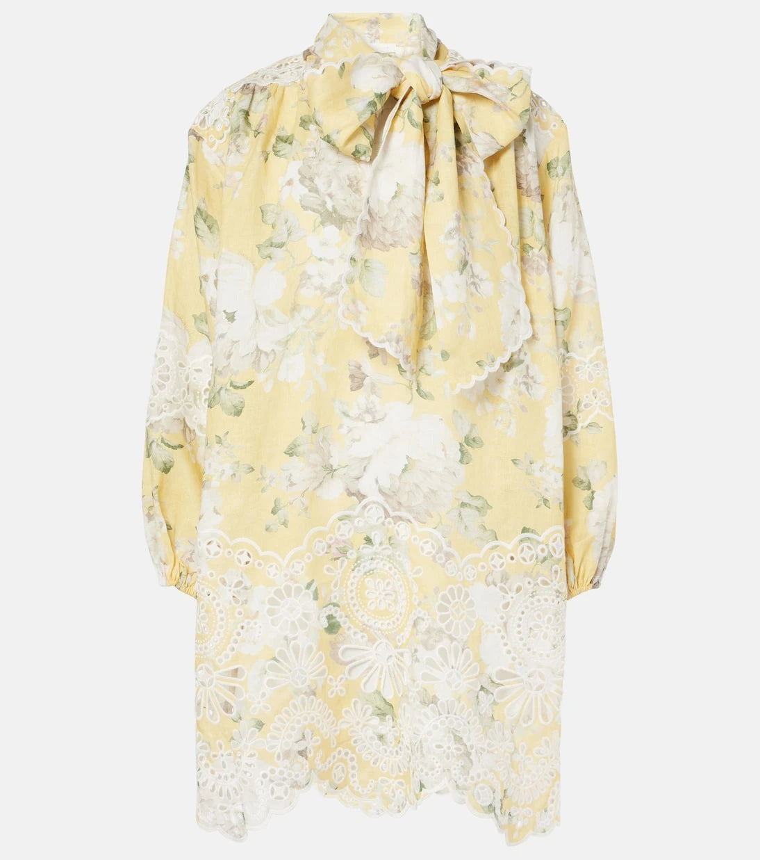 Zimmermann - Acacia embroidered floral linen minidress