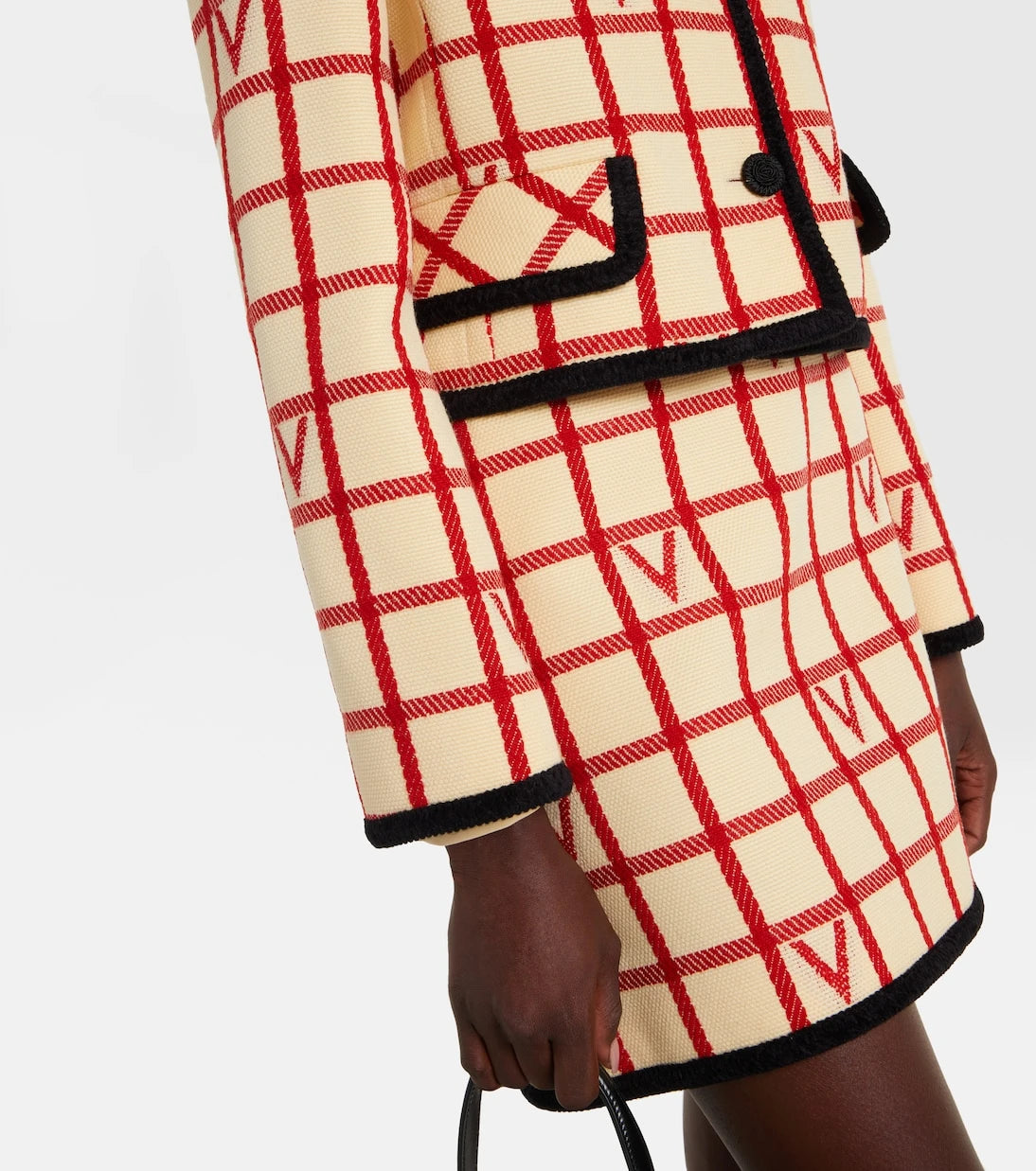 Valentino - VLogo checked wool and cotton jacket