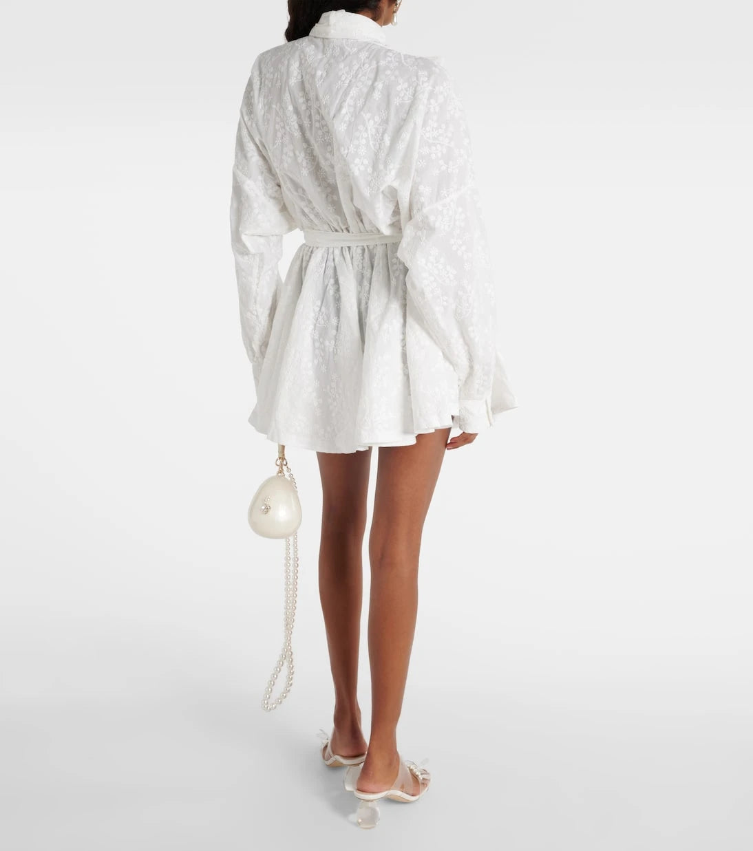 Norma Kamali - Bow-detail embroidered cotton minidress