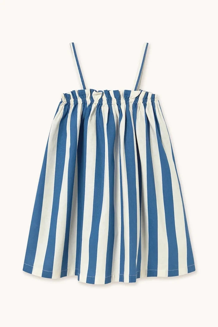 Детска рокля с лен Tinycottons LIGHT NAVY STRIPES DRESS