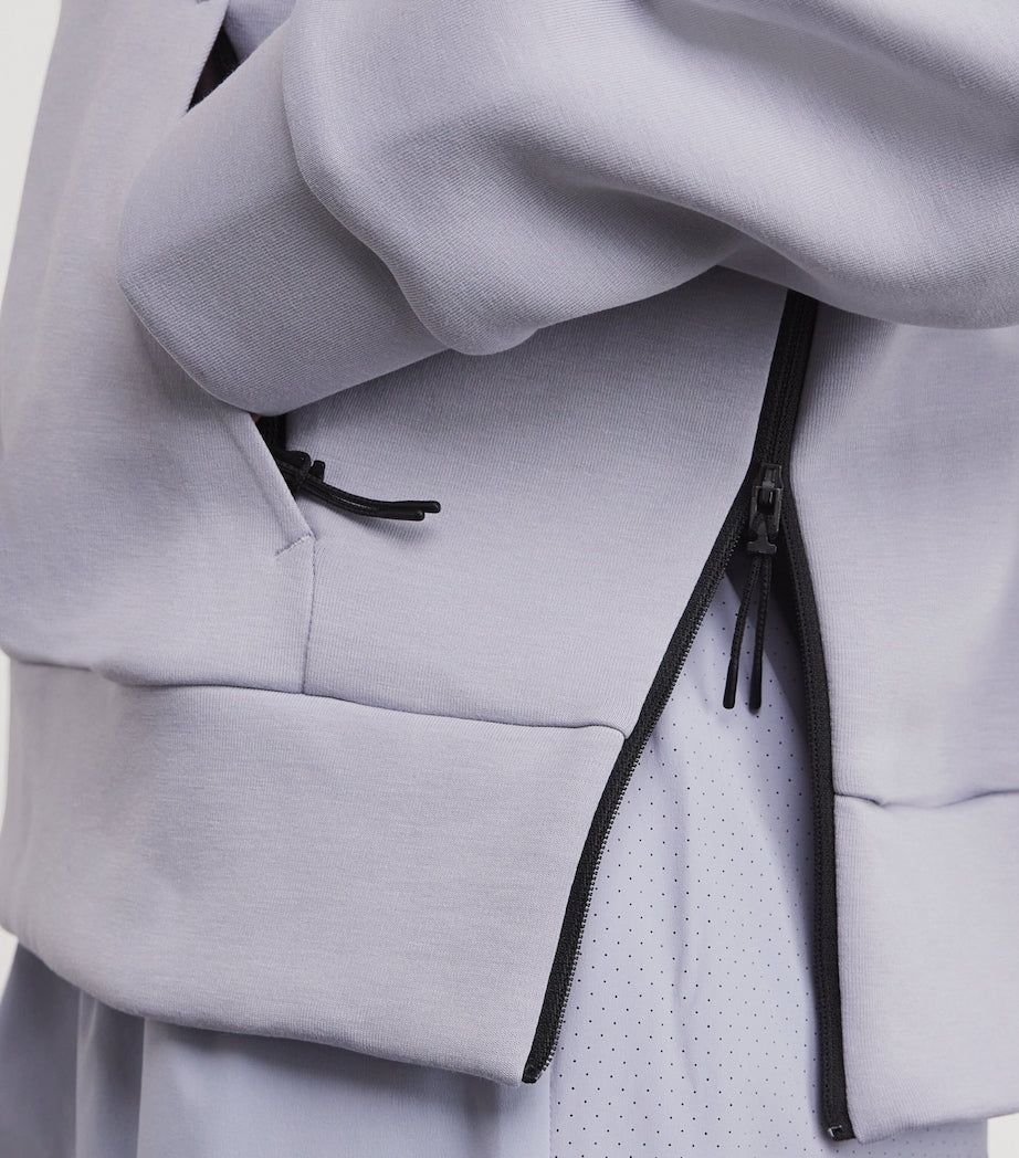 Purple Cotton-Blend Focus Tech Hoodie