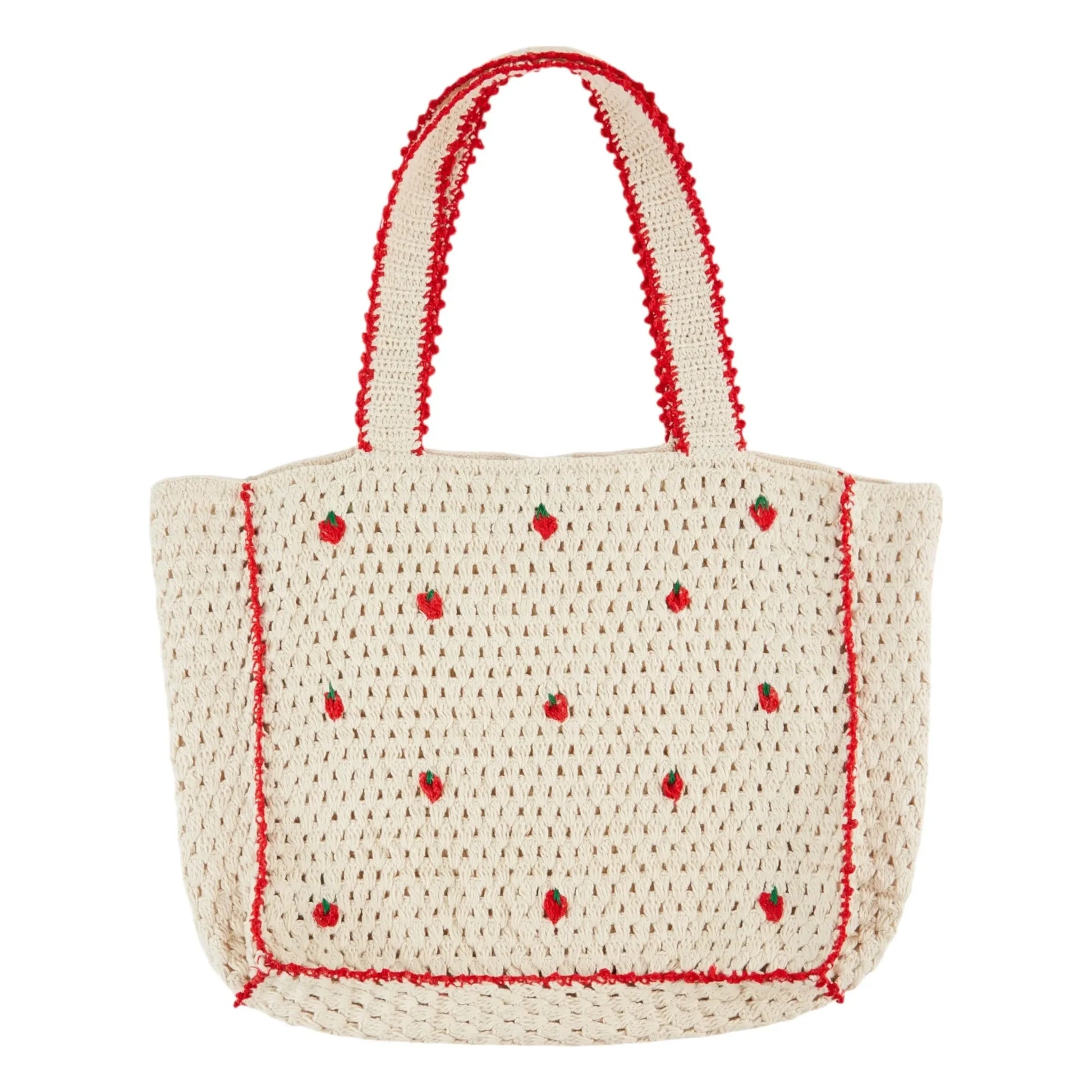 Emile et Ida - Strawberry Crochet Tote Bag | Cream
