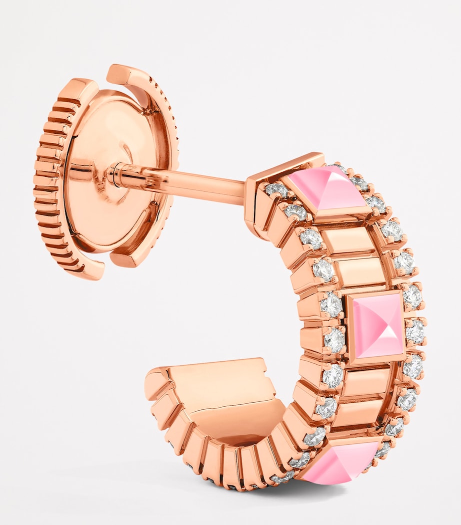 Mini Rose Gold, Diamond and Quartzite Life Hoop Earrings