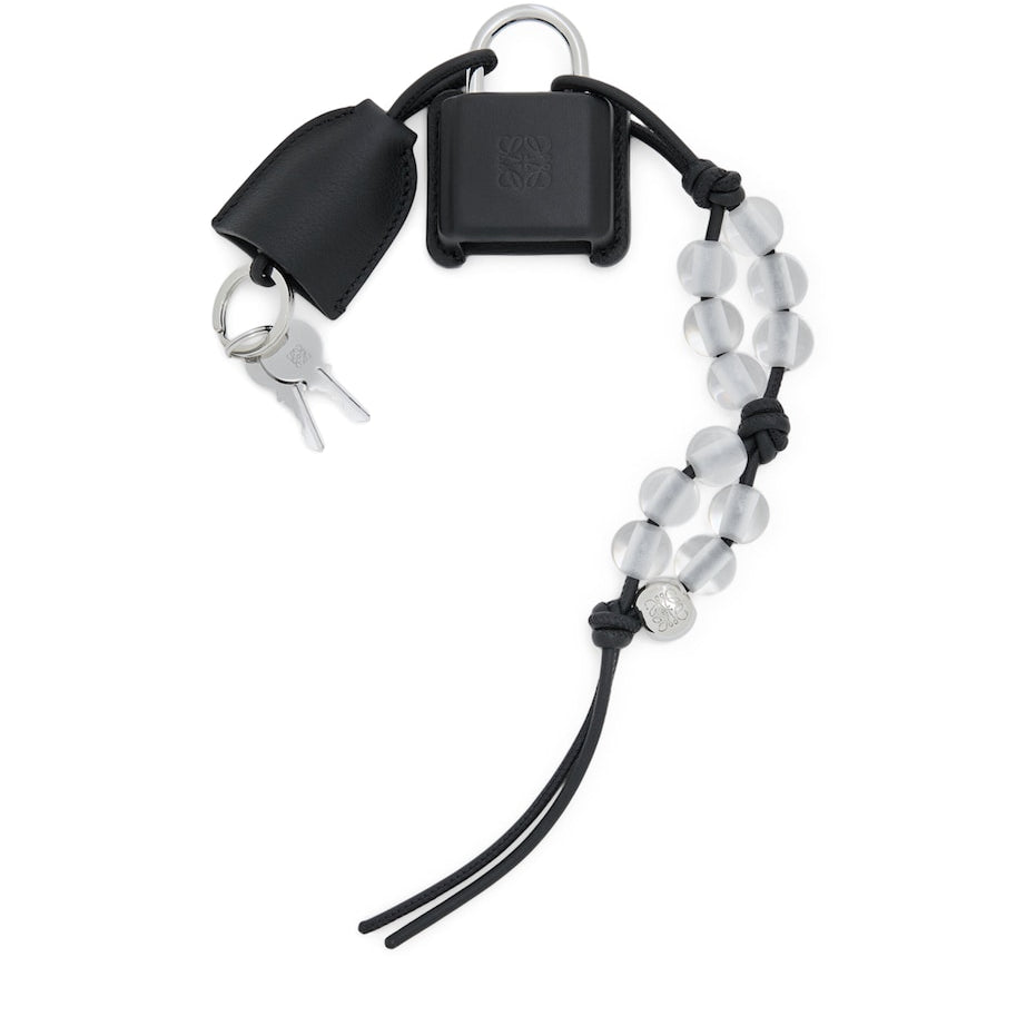 LOEWE Black Leather Amazona Padlock Bag Charm