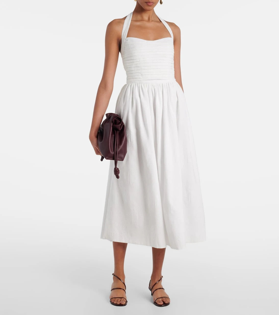 Markarian - Leia ruched embroidered cotton midi dress