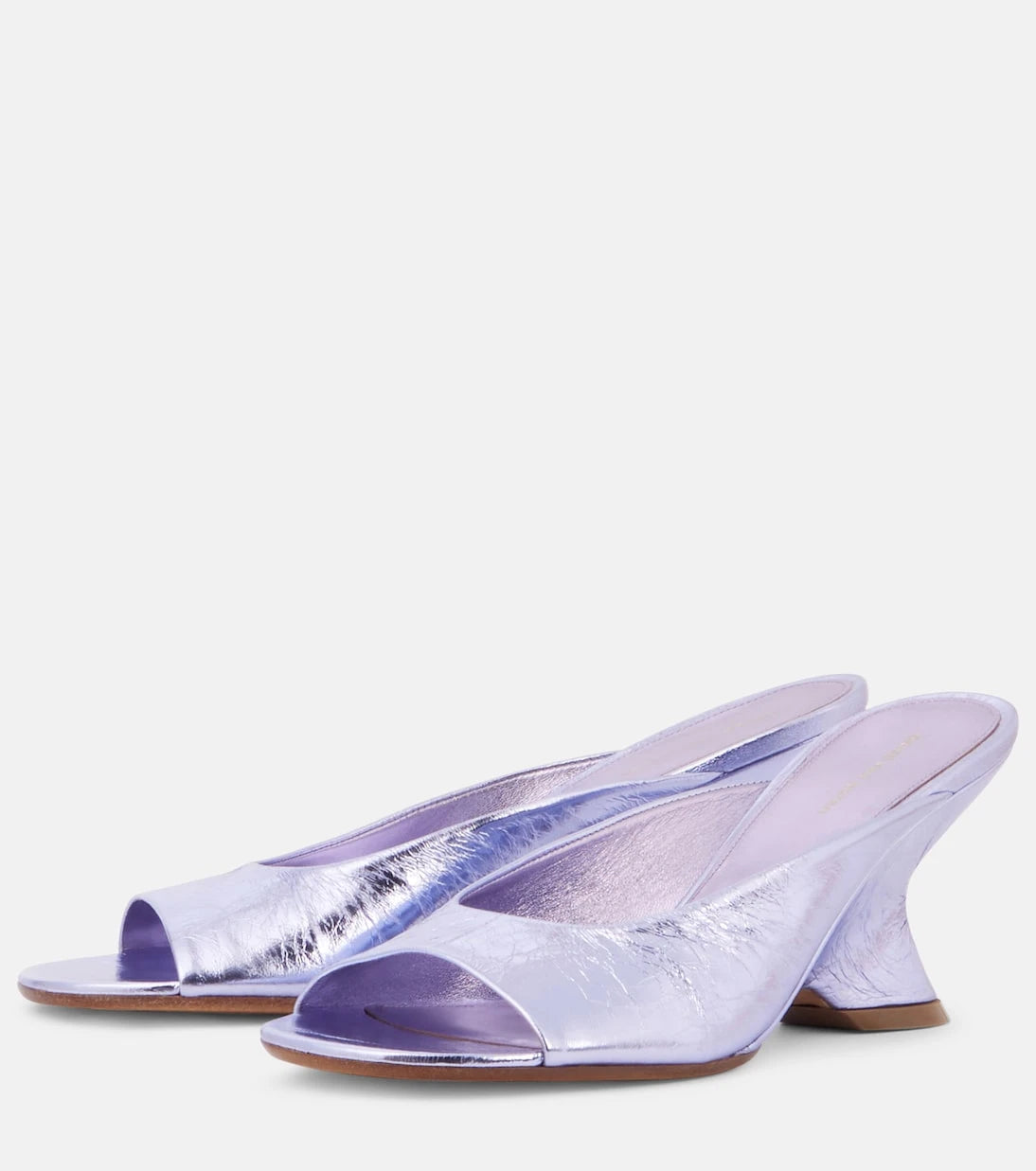 Dries Van Noten - Metallic leather wedge mules