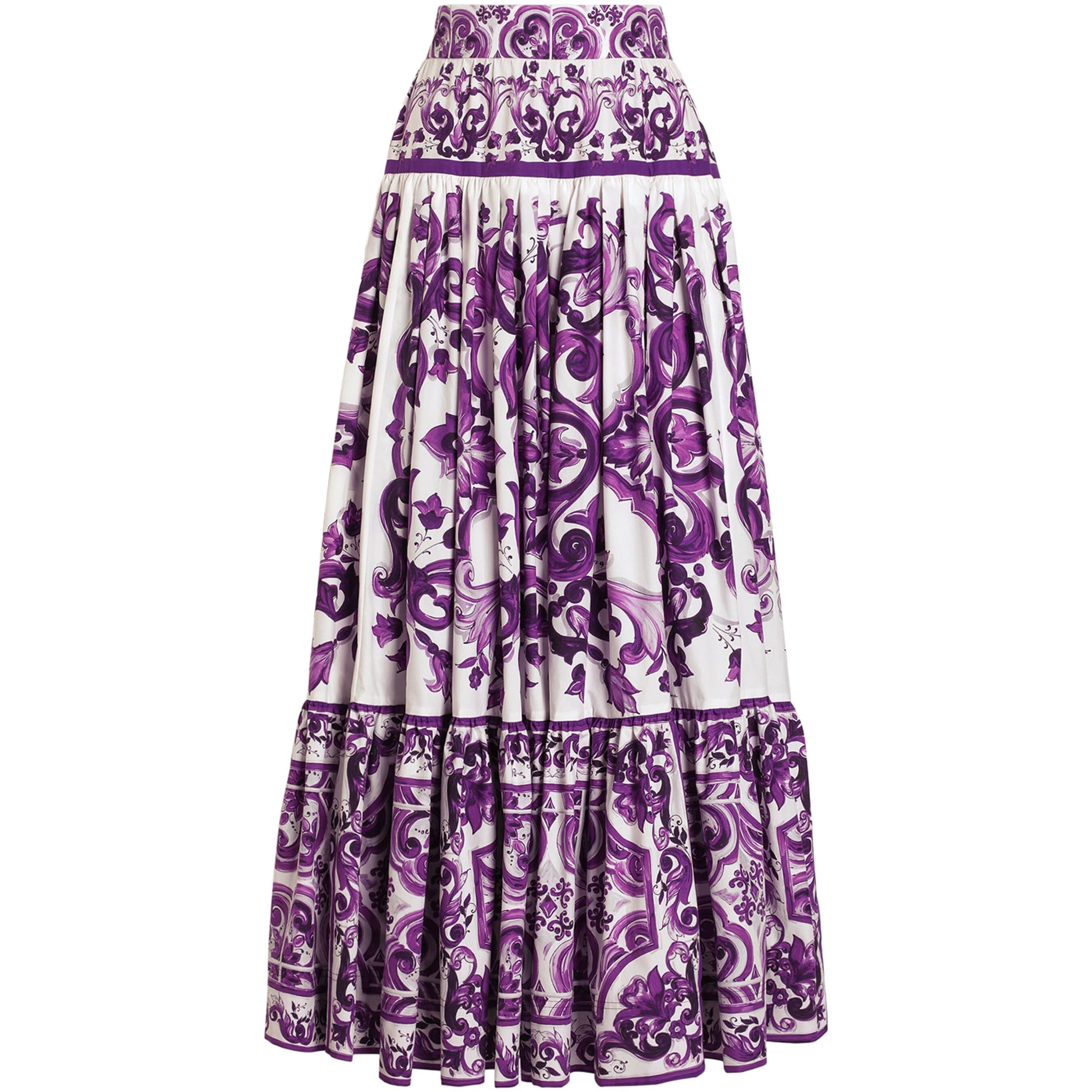 Dolce & Gabbana Multi Cotton Majolica Print Maxi Skirt