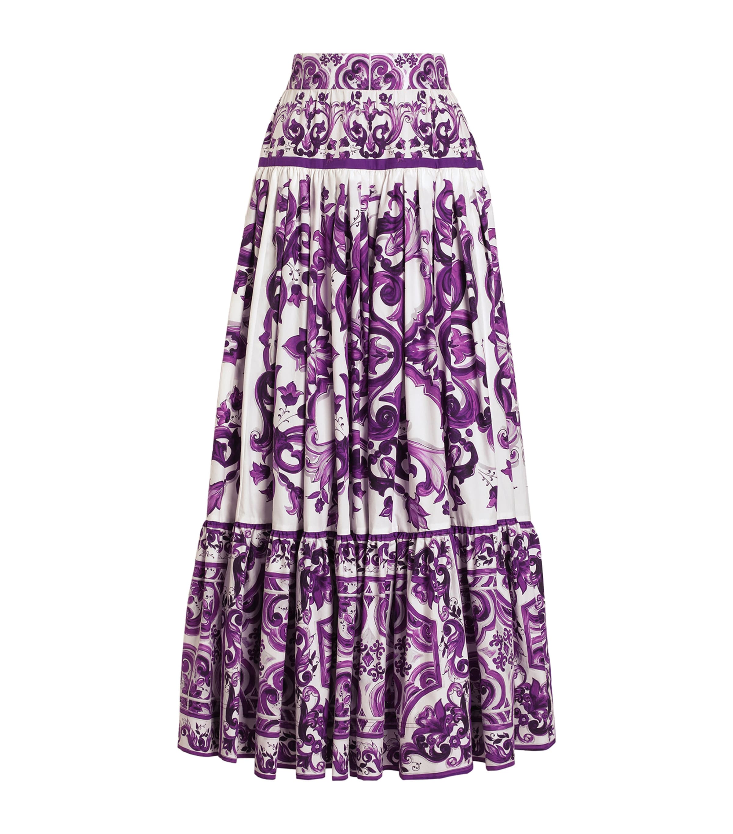 Dolce & Gabbana Multi Cotton Majolica Print Maxi Skirt