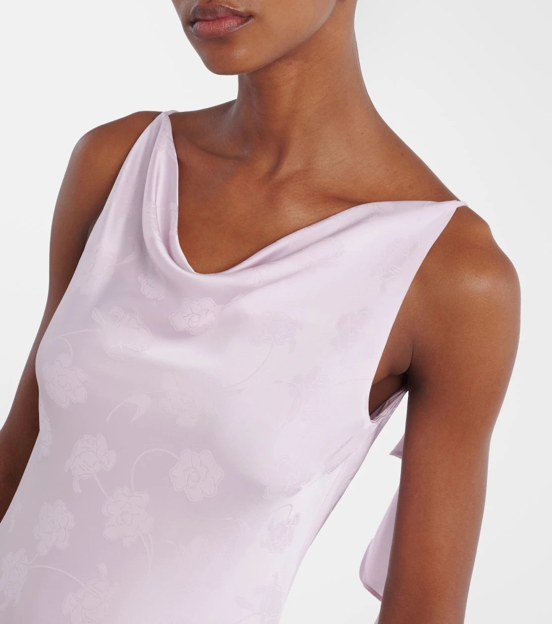 Rotate - Ruffled satin jacquard gown