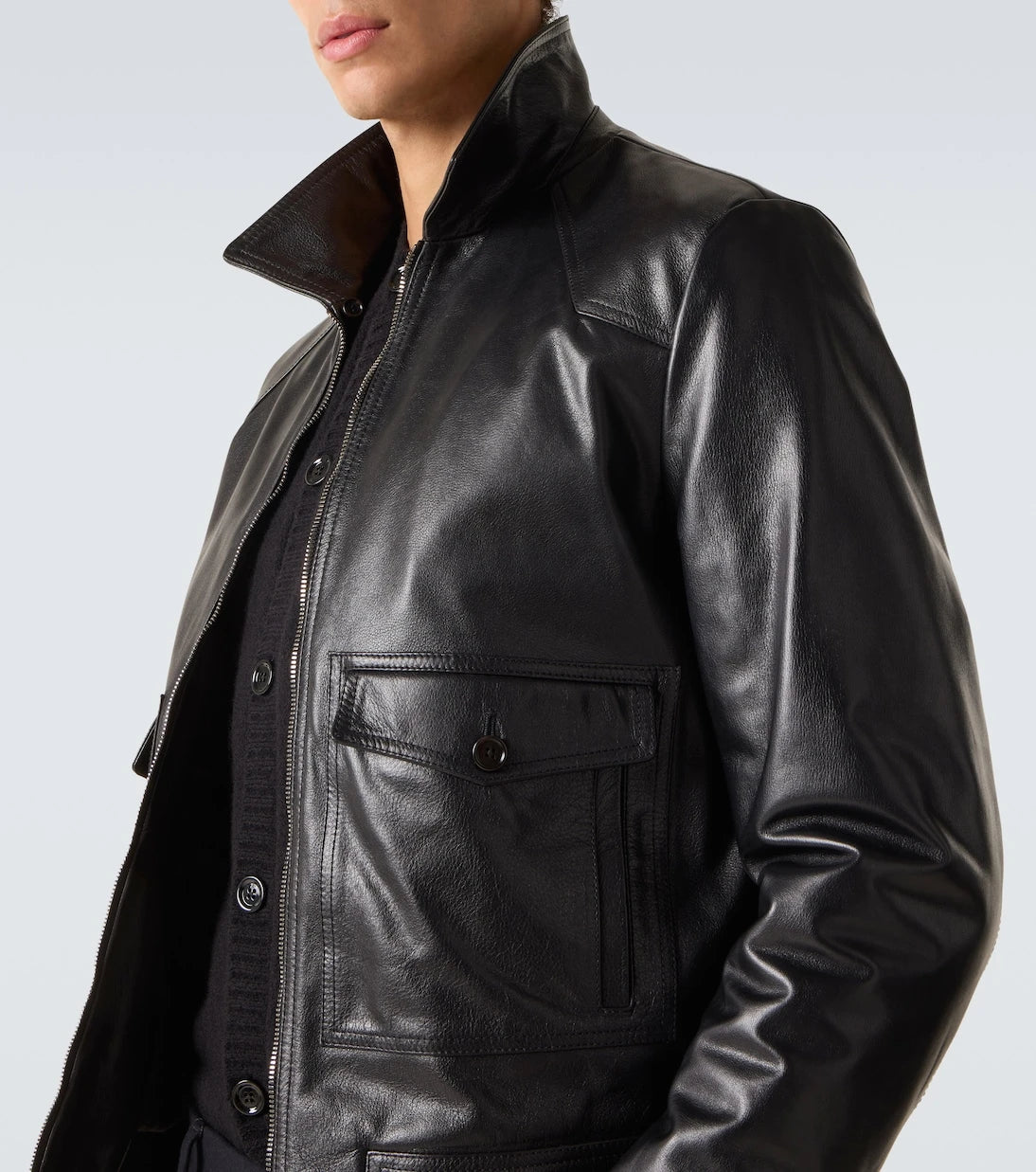 Dolce&Gabbana - Shearling-trimmed leather jacket