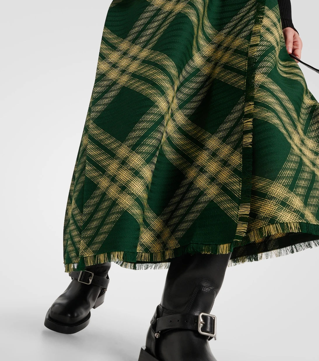 Burberry - Checked high-rise wool midi skirt